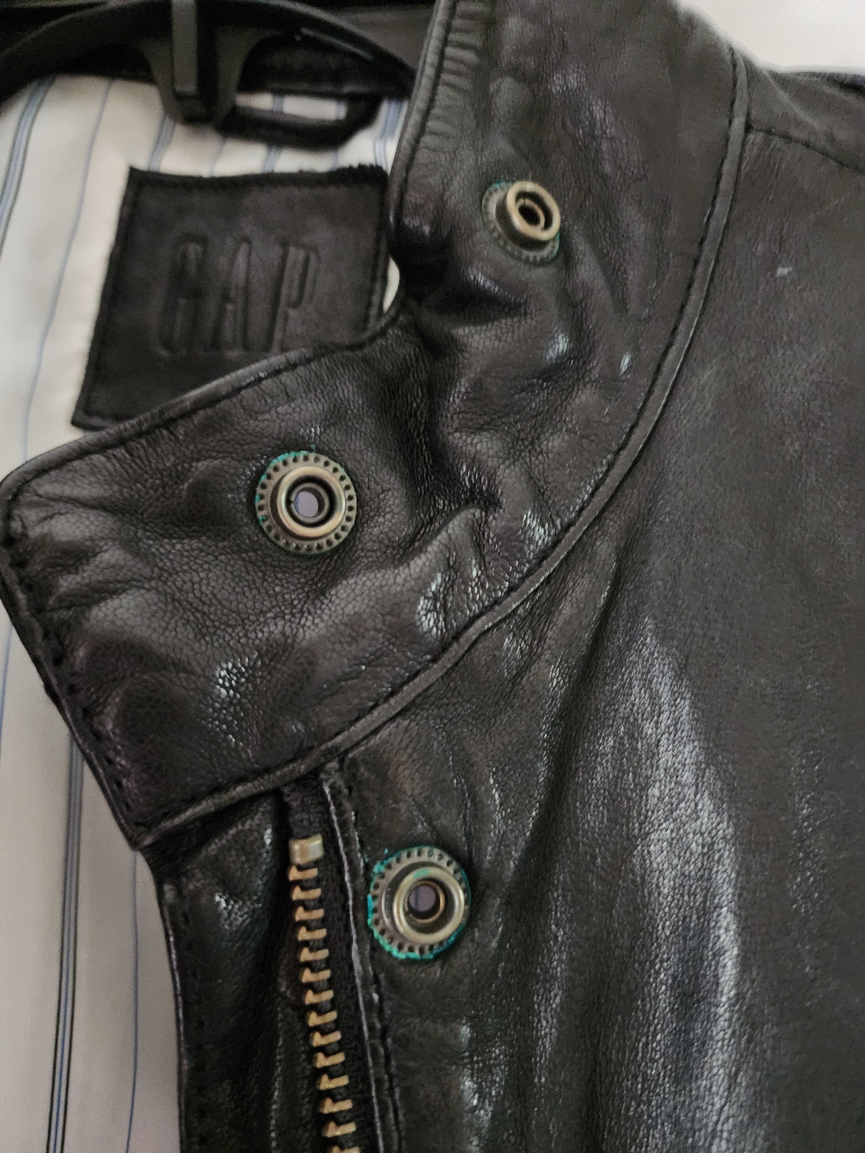 Gap Gap Black 100% Genuine Leather Belted Moto Jacket Coat XS Size XS / US 0-2 / IT 36-38 - 7 Thumbnail
