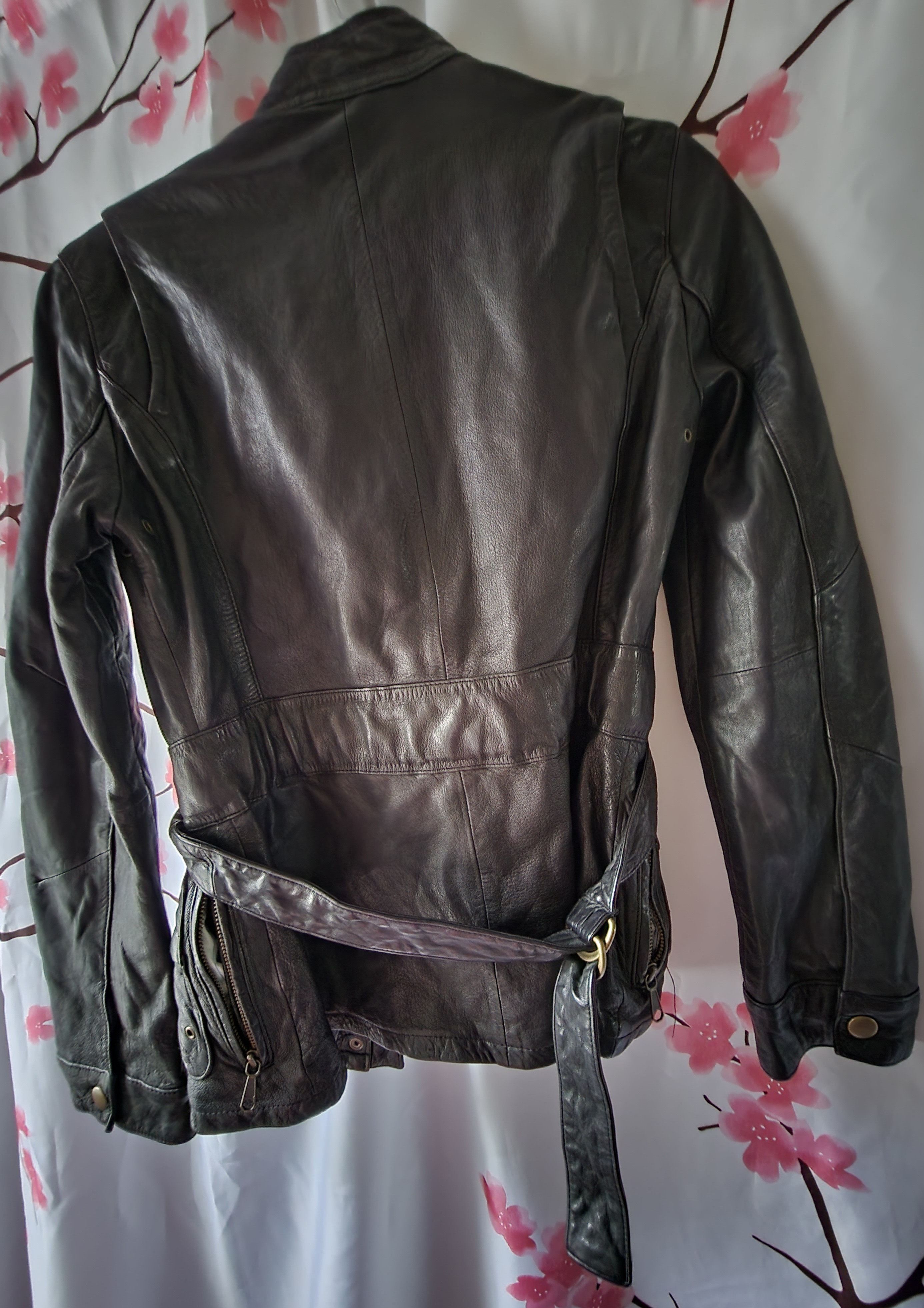 Gap Gap Black 100% Genuine Leather Belted Moto Jacket Coat XS Size XS / US 0-2 / IT 36-38 - 4 Thumbnail