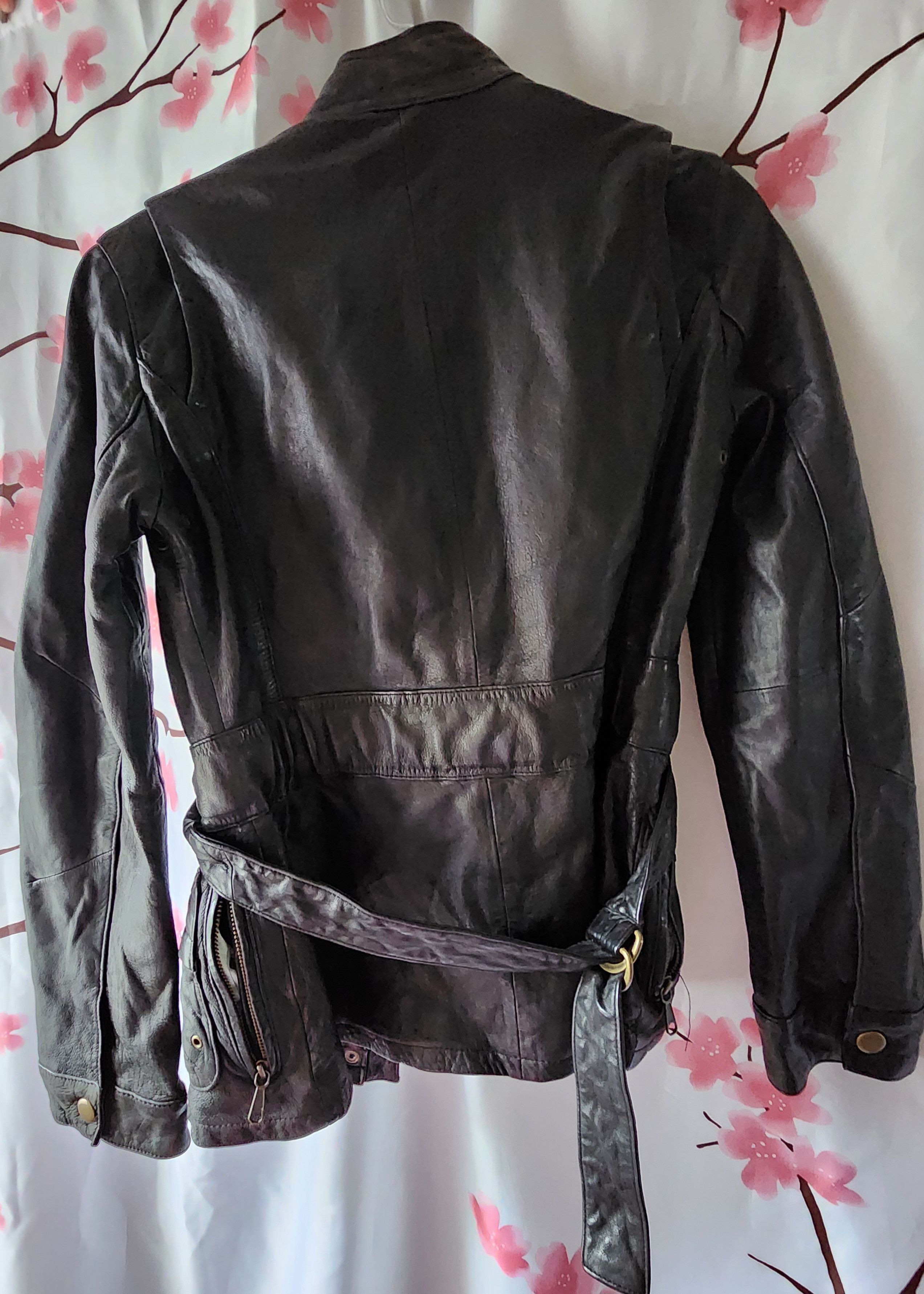 Gap Gap Black 100% Genuine Leather Belted Moto Jacket Coat XS Size XS / US 0-2 / IT 36-38 - 3 Thumbnail