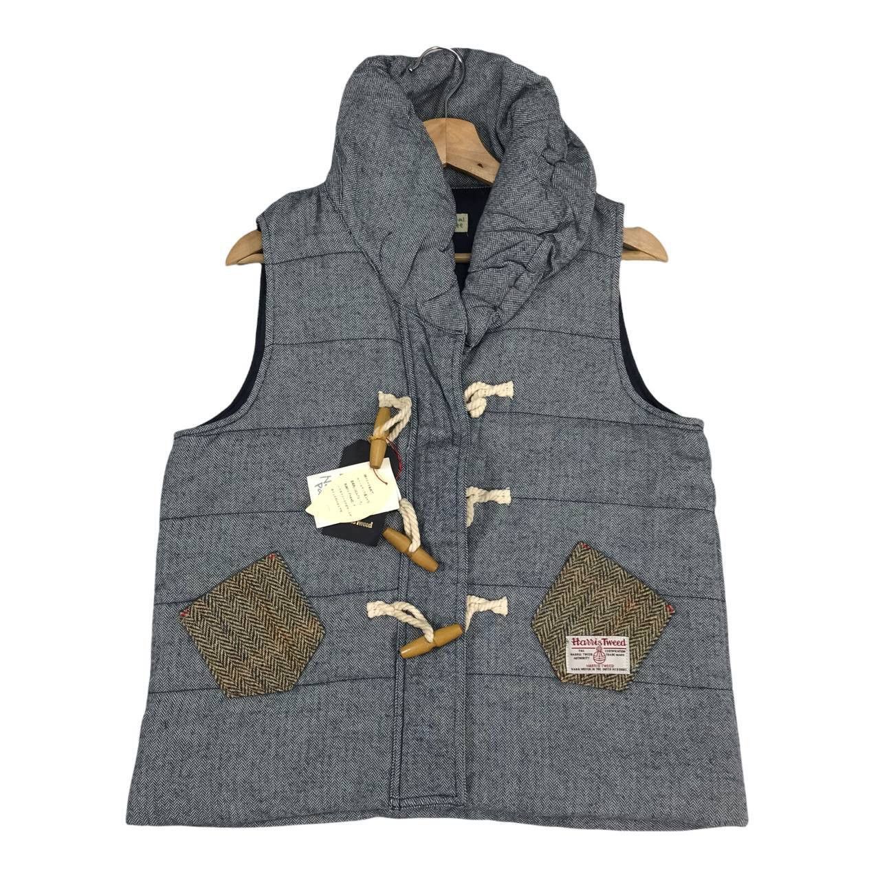 image of Harris Tweed Natural Palette Duffel Vest Jacket Size Medium in Blue, Men's