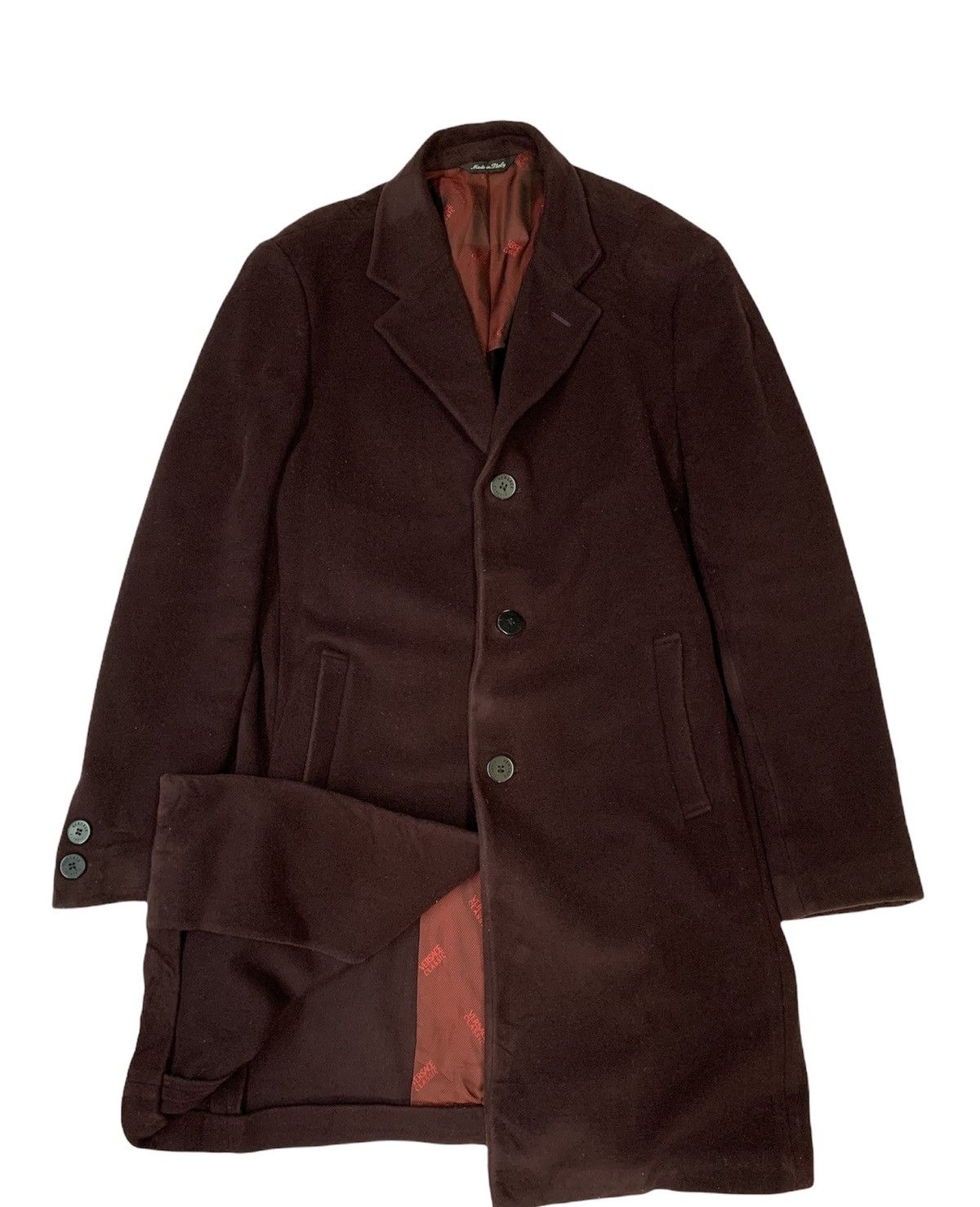 Versace 🔥VERSACE WOOL OVERCOATS MAROON Size US L / EU 52-54 / 3 - 1 Thumbnail