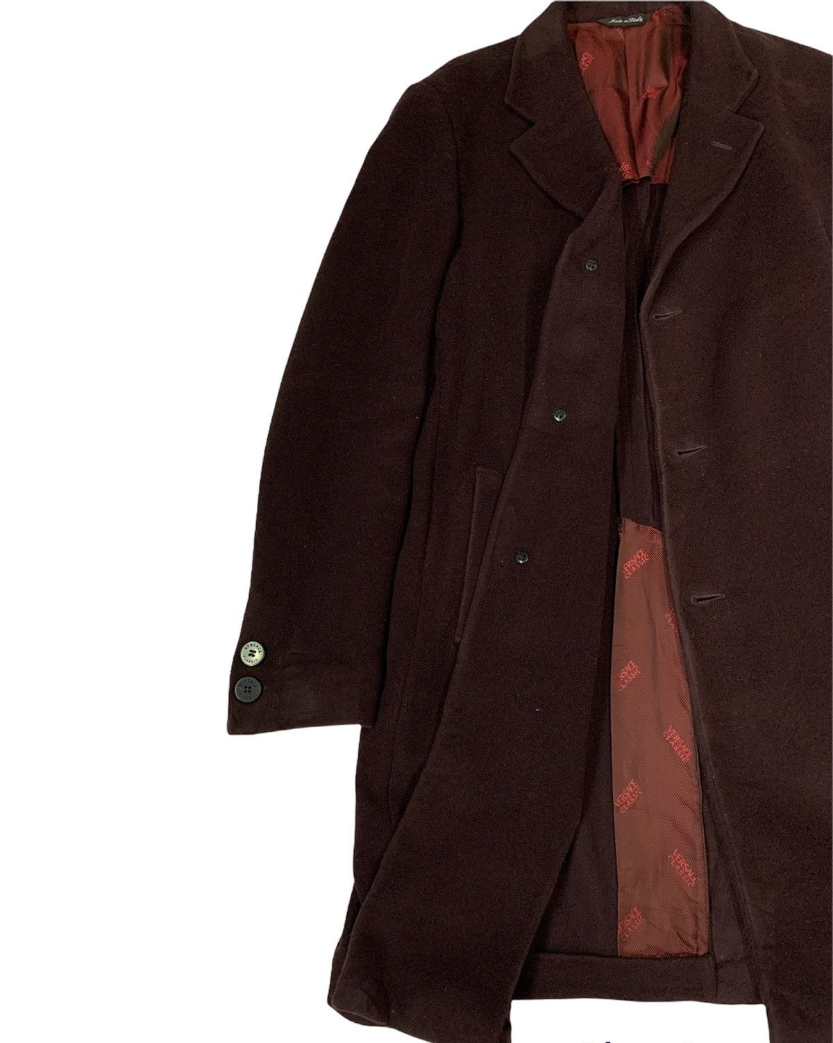Versace 🔥VERSACE WOOL OVERCOATS MAROON Size US L / EU 52-54 / 3 - 3 Thumbnail