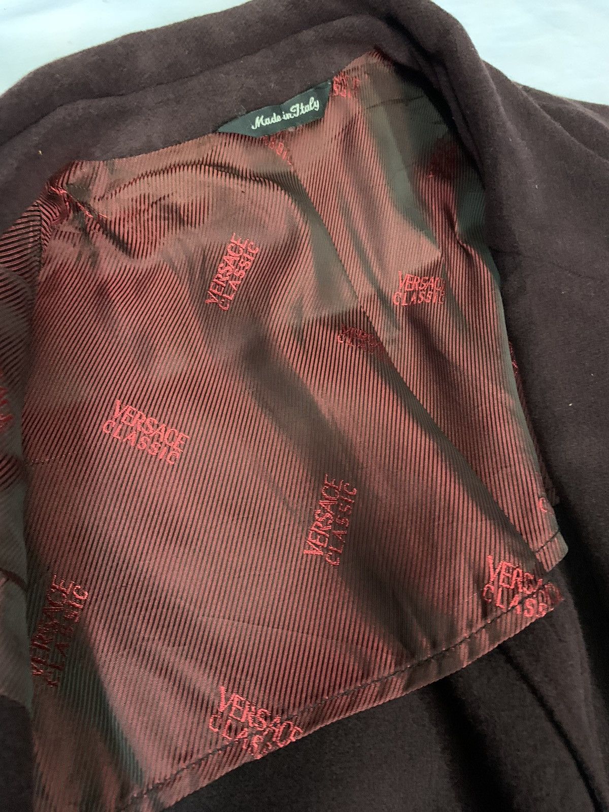 Versace 🔥VERSACE WOOL OVERCOATS MAROON Size US L / EU 52-54 / 3 - 10 Thumbnail