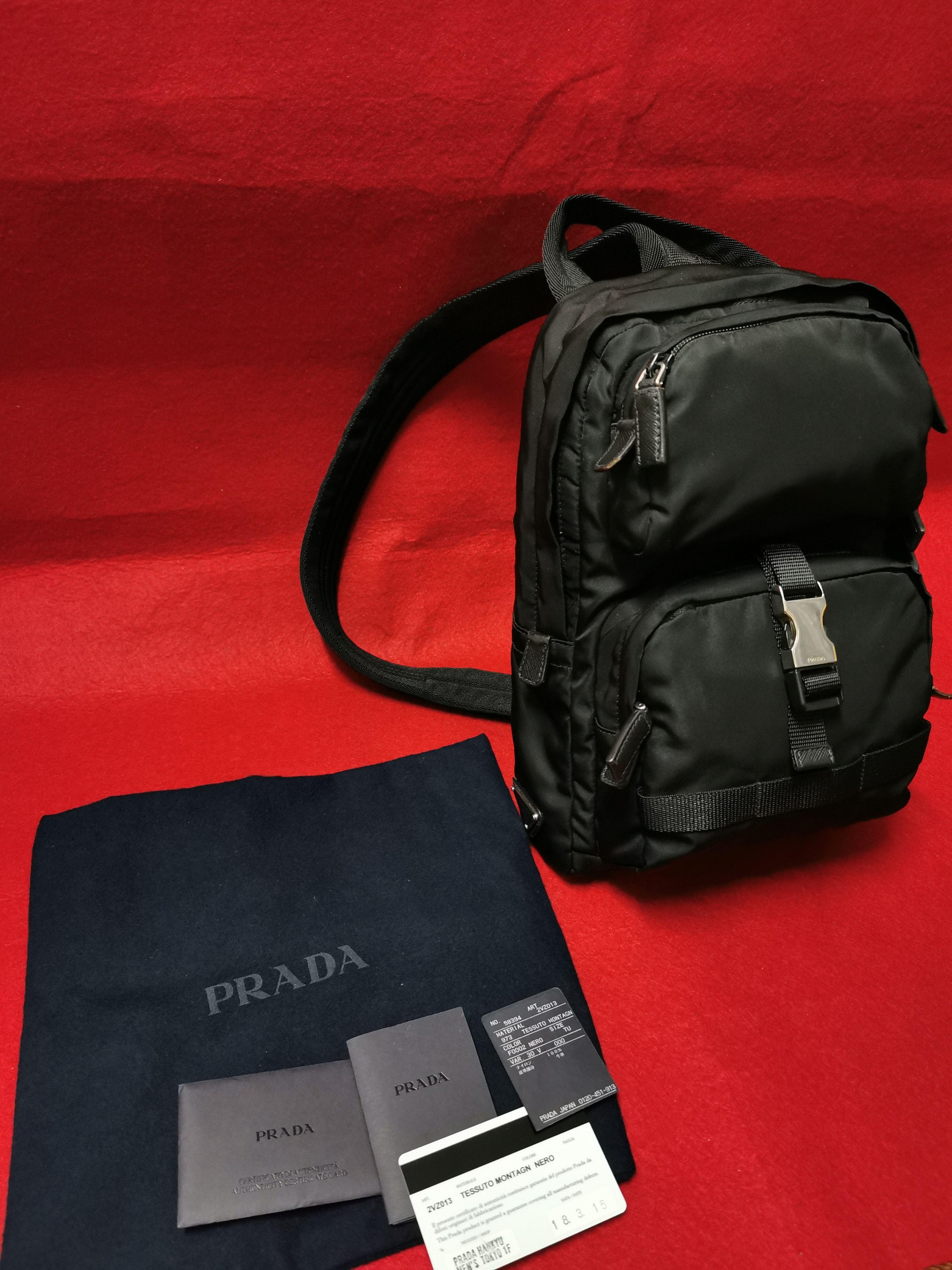 Prada single outlet strap backpack