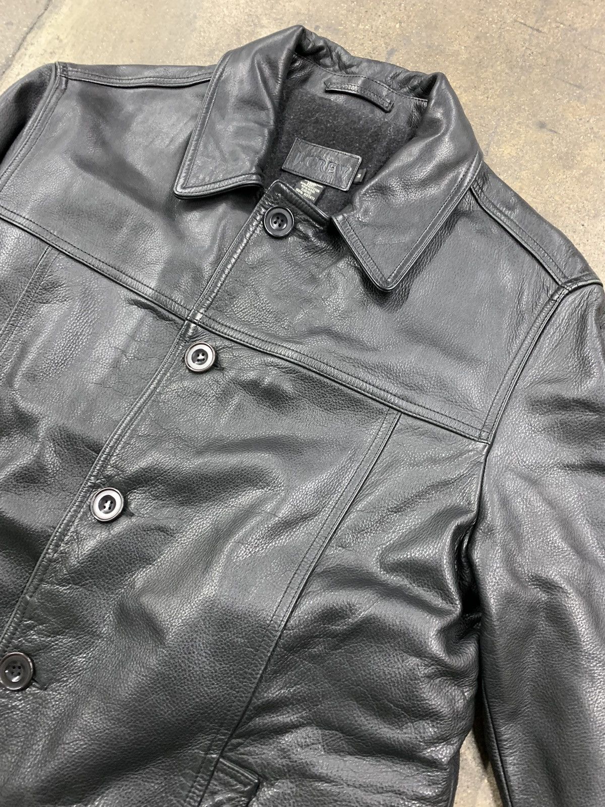 Vintage Vintage 1990s J Crew Wool Lined Leather Jacket Size US M / EU 48-50 / 2 - 1 Thumbnail