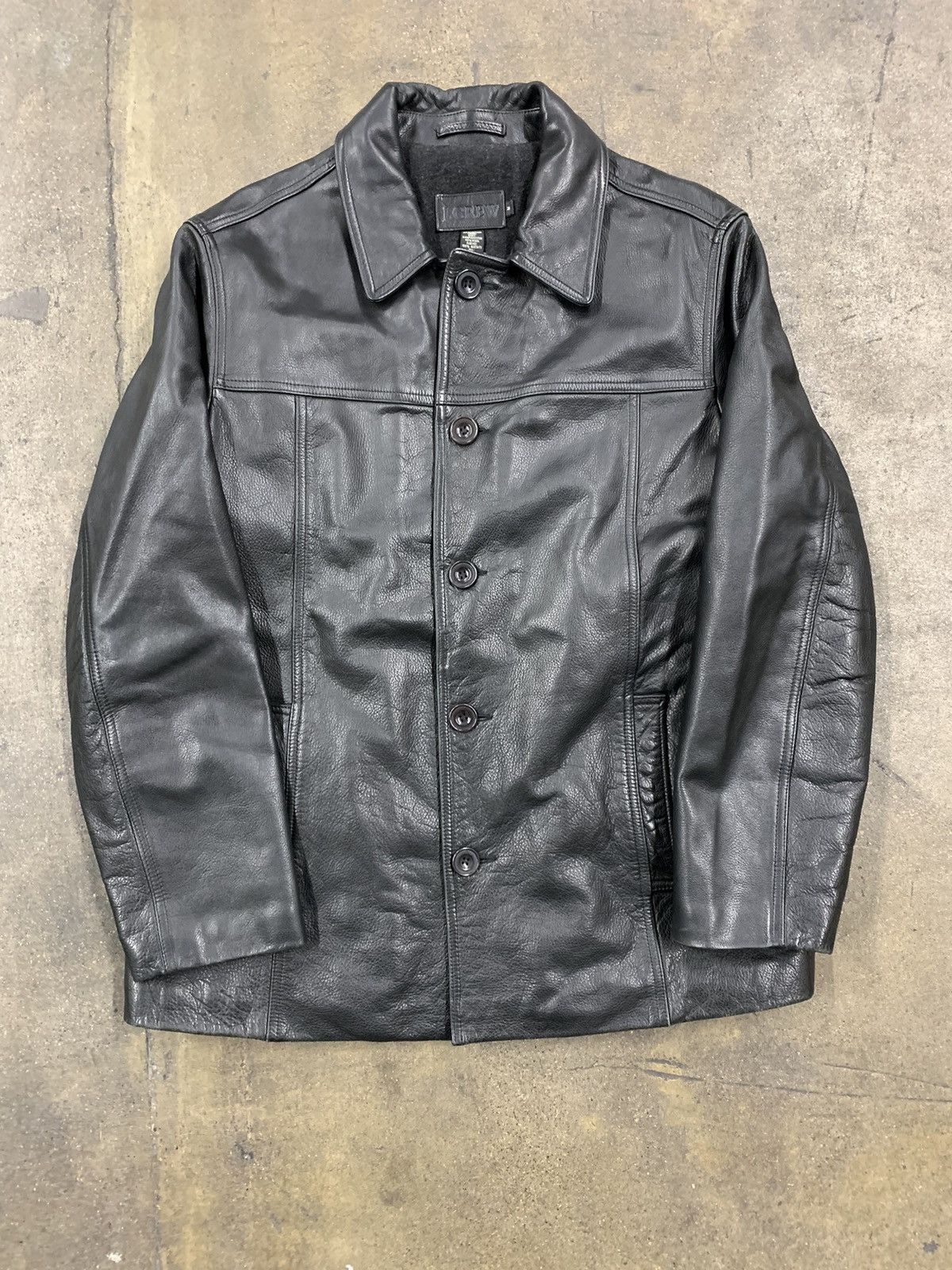 Vintage Vintage 1990s J Crew Wool Lined Leather Jacket Size US M / EU 48-50 / 2 - 2 Thumbnail