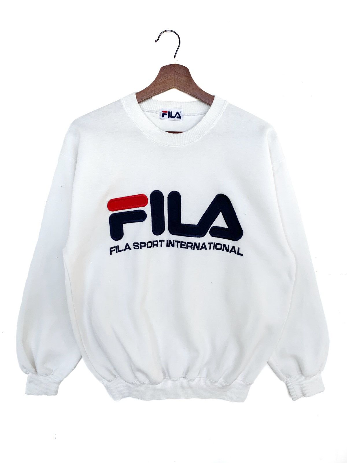 Fila × Vintage Vintage 90s Fila Embroidery Logo Sweatshirt/White Colour Size US M / EU 48-50 / 2 - 1 Thumbnail