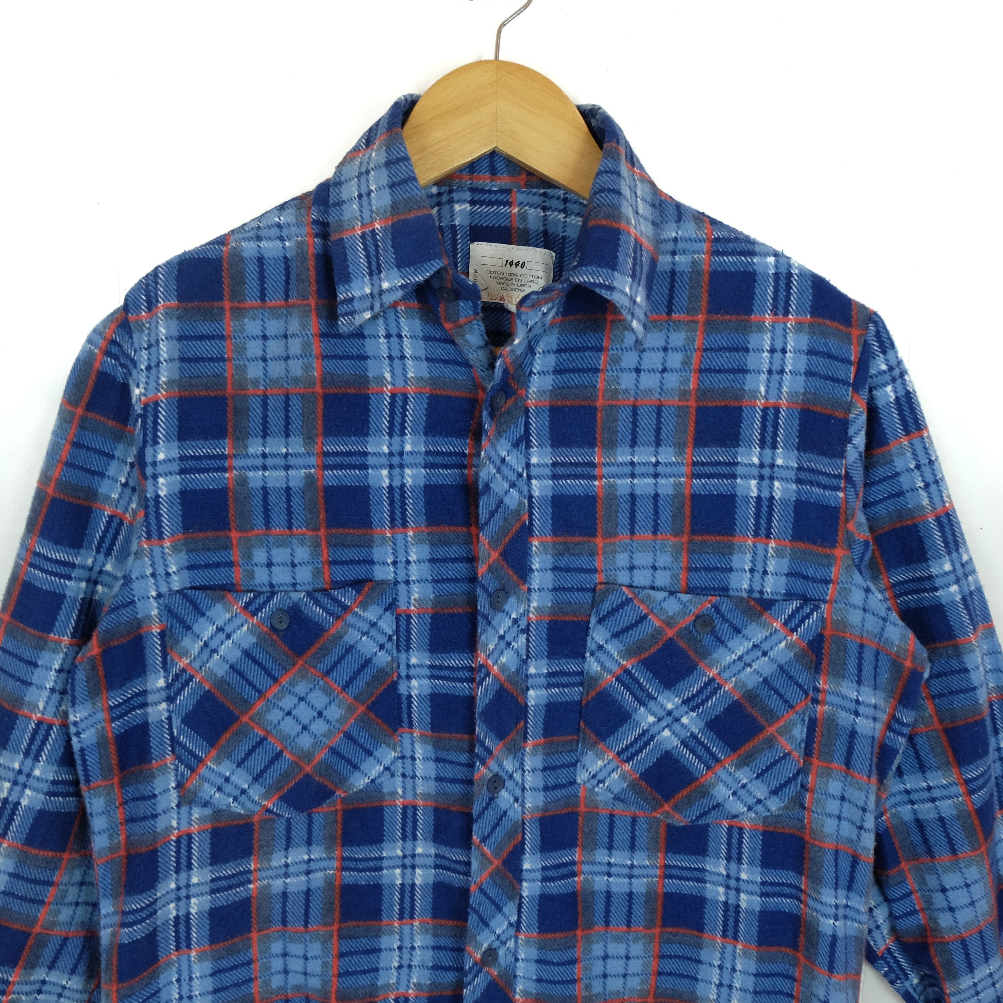 Flannel 1440 Flannel Shirt MADE IN USSR Rare!! Vintage Size US M / EU 48-50 / 2 - 3 Thumbnail