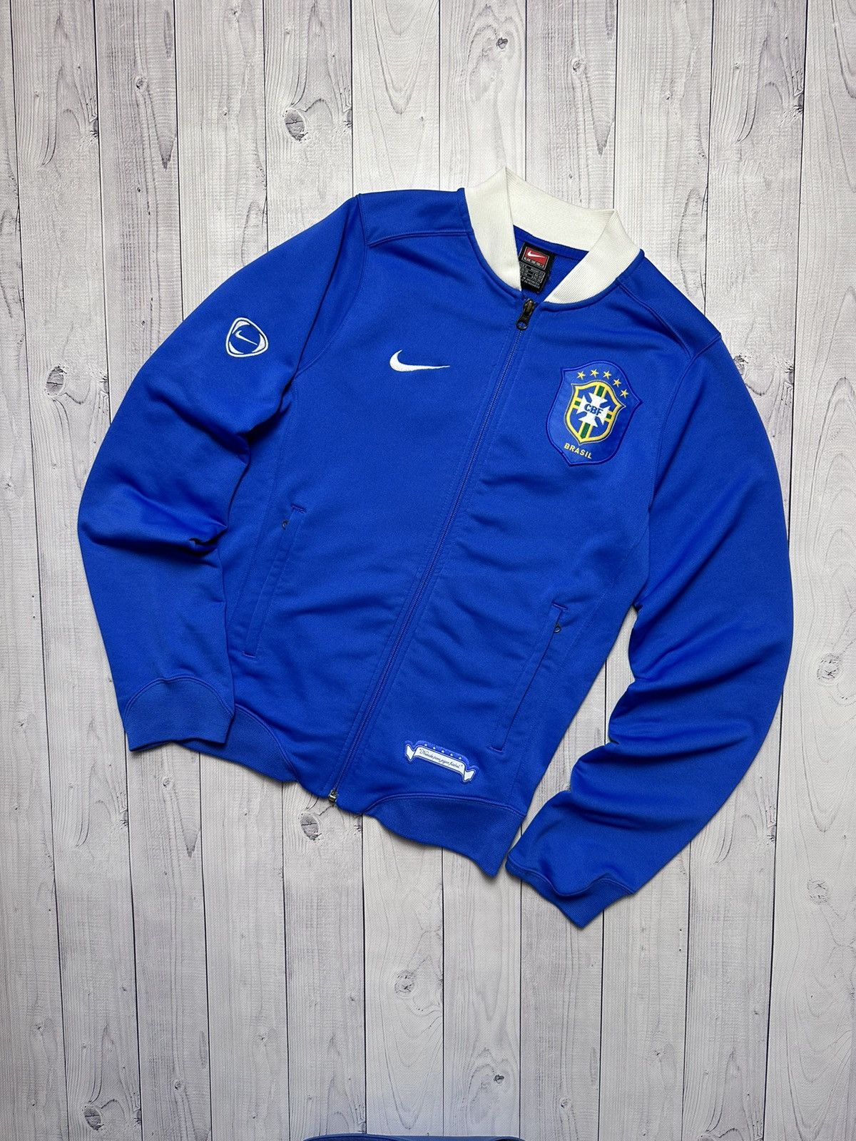 Nike × Vintage Vintage Nike Brasil soccer jacket size S blue rare Size US S / EU 44-46 / 1 - 1 Thumbnail