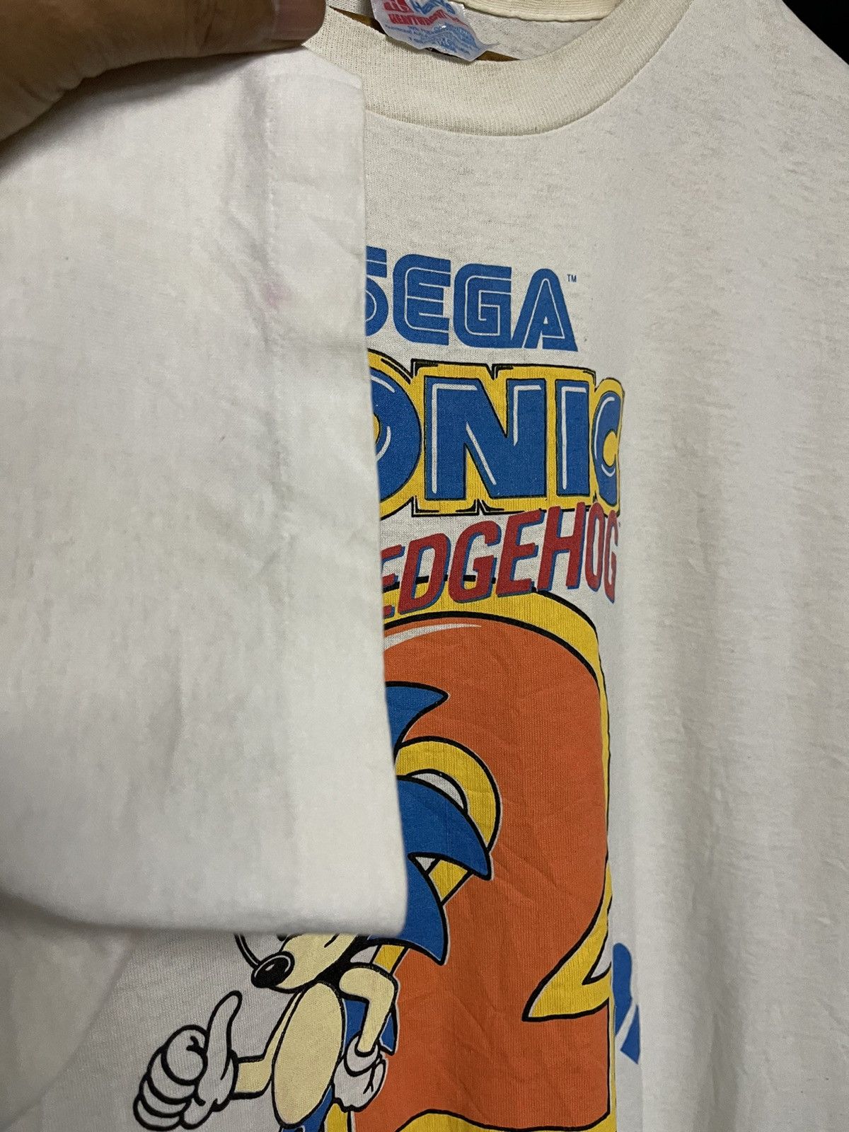 Vintage Vintage 90s Sega Sonic The Hedgehog Movie Faded Tees Size US XL / EU 56 / 4 - 6 Thumbnail