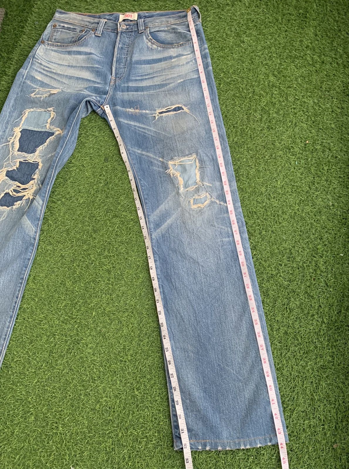 Levi's Levis 501 Distressed Denim Jeans Size US 33 - 17 Thumbnail