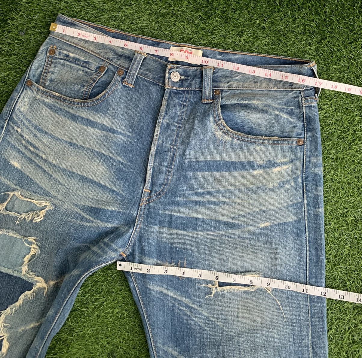 Levi's Levis 501 Distressed Denim Jeans Size US 33 - 14 Thumbnail