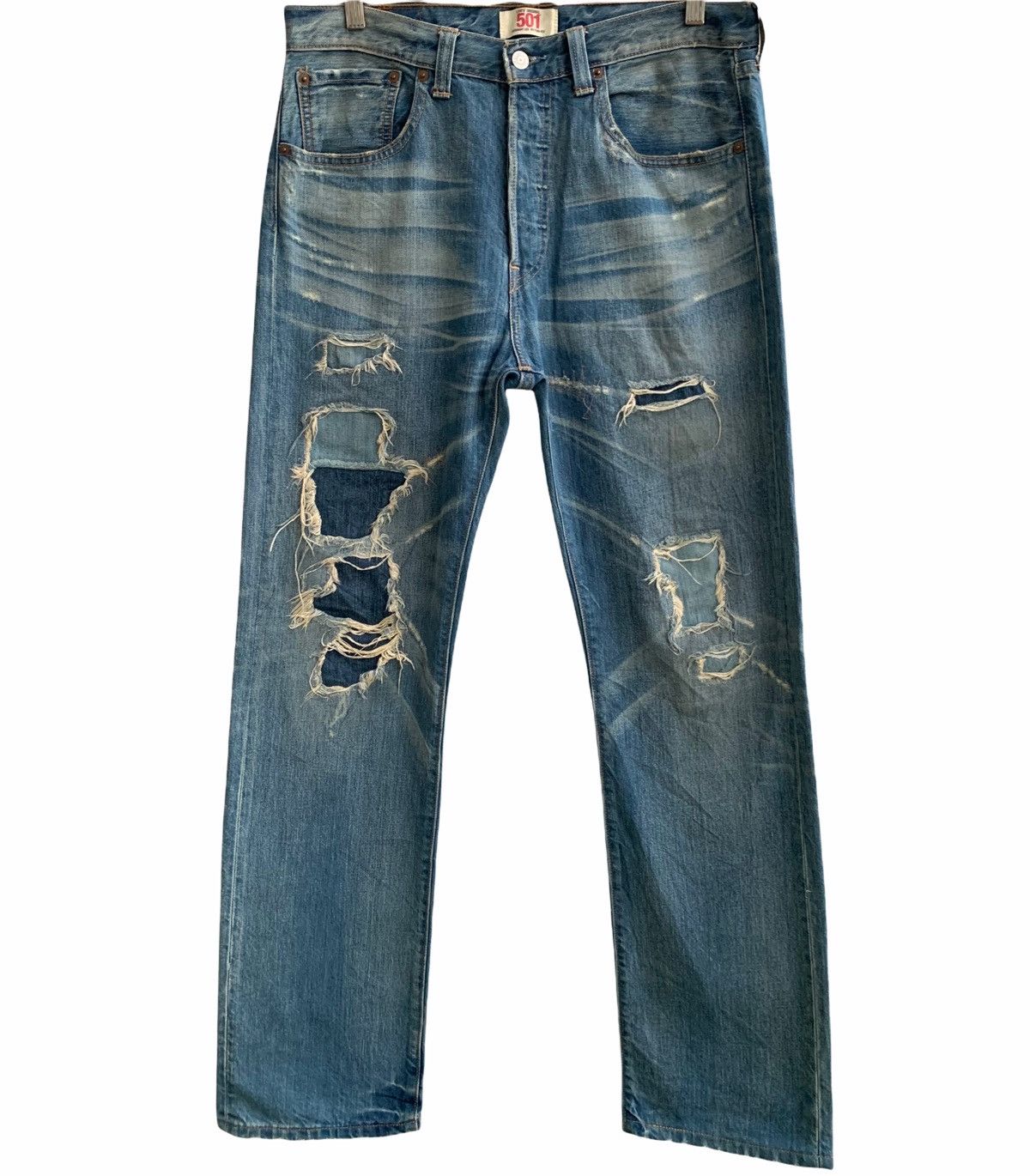 Levi's Levis 501 Distressed Denim Jeans Size US 33 - 1 Thumbnail