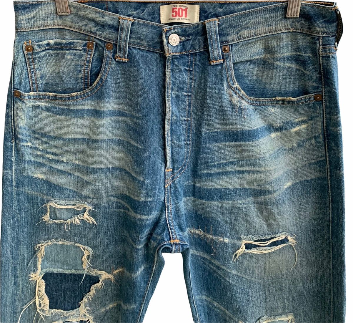 Levi's Levis 501 Distressed Denim Jeans Size US 33 - 5 Thumbnail