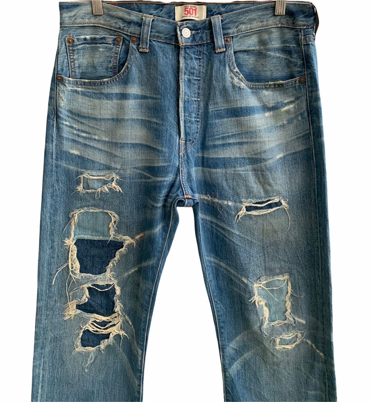 Levi's Levis 501 Distressed Denim Jeans Size US 33 - 3 Thumbnail