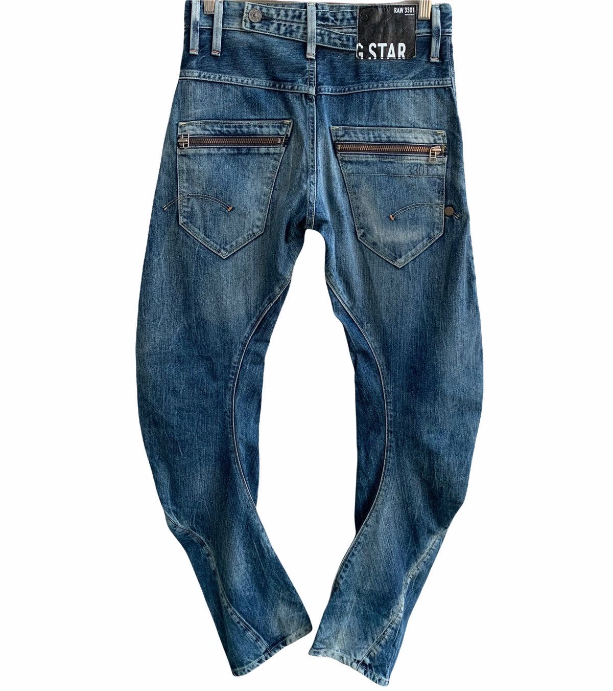 G-Star Japanese Brand G Star Raw Distressed Curved In Legs Jeans Size US 29 - 1 Thumbnail