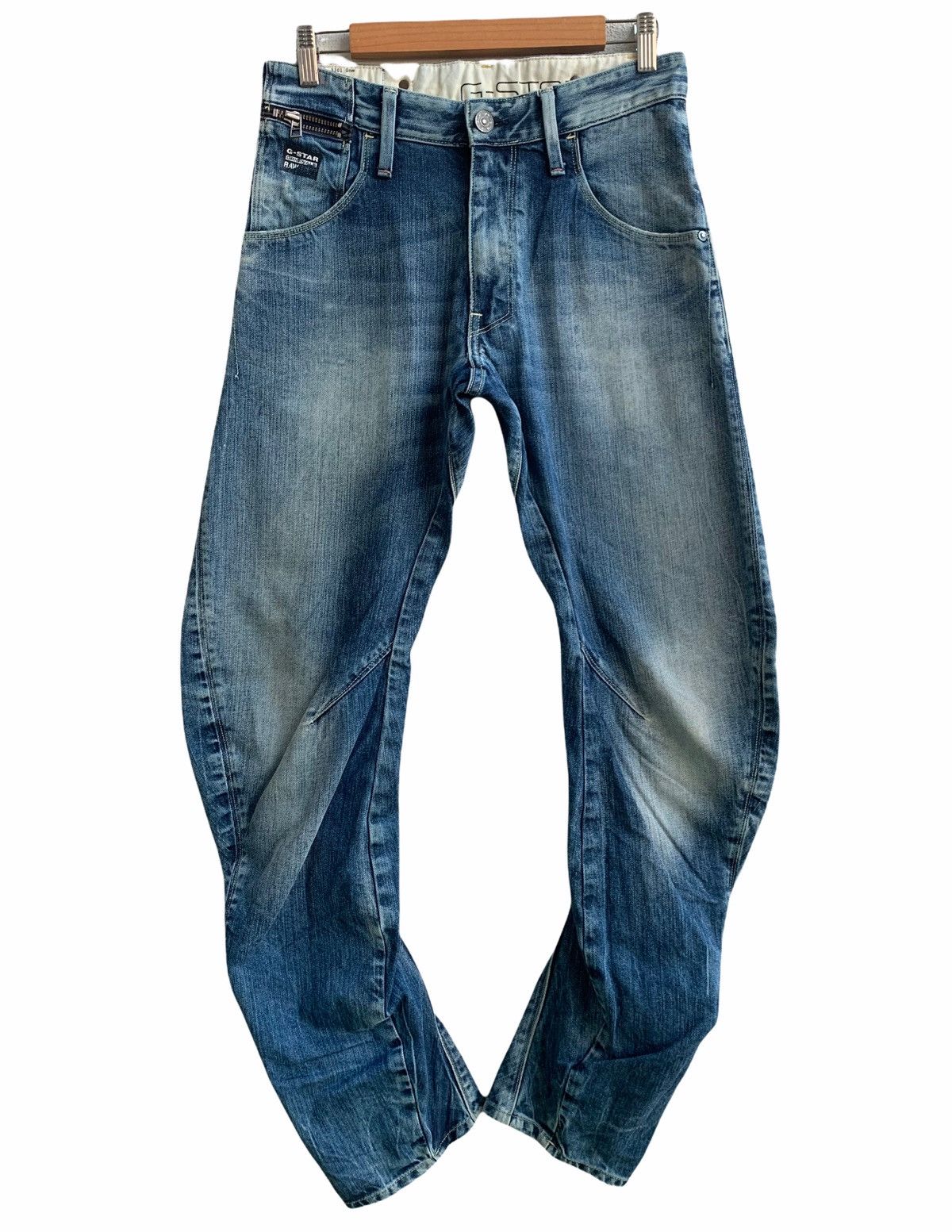 G-Star Japanese Brand G Star Raw Distressed Curved In Legs Jeans Size US 29 - 2 Thumbnail