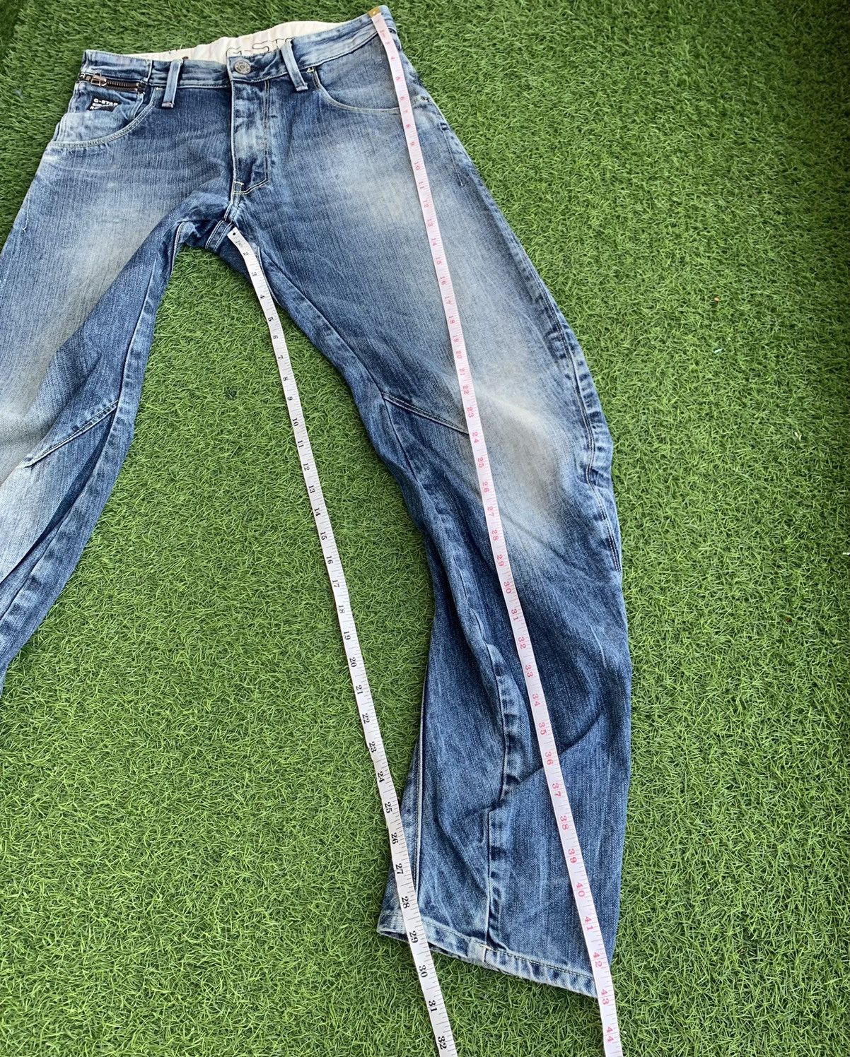G-Star Japanese Brand G Star Raw Distressed Curved In Legs Jeans Size US 29 - 16 Thumbnail