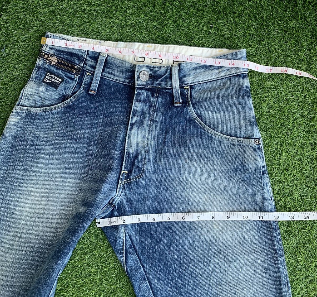 G-Star Japanese Brand G Star Raw Distressed Curved In Legs Jeans Size US 29 - 13 Thumbnail