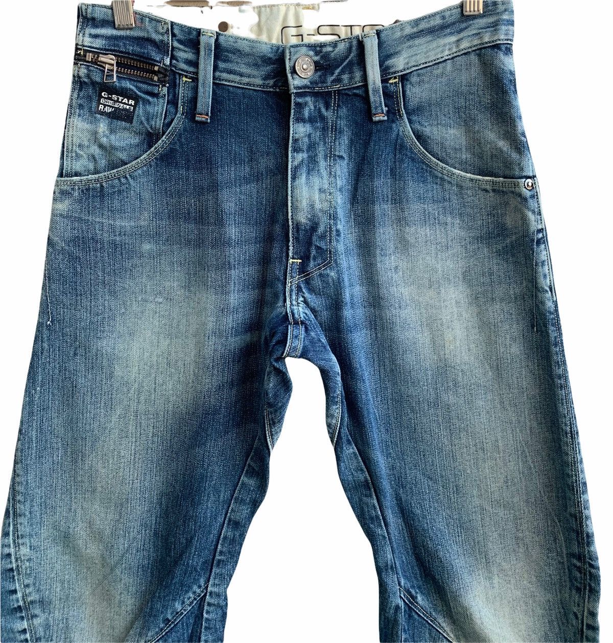 G-Star Japanese Brand G Star Raw Distressed Curved In Legs Jeans Size US 29 - 3 Thumbnail