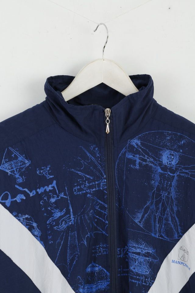 Vintage Comfort Men XL Jacket Navy Bomber Nylon Manpower 0314 Size US XL / EU 56 / 4 - 3 Thumbnail