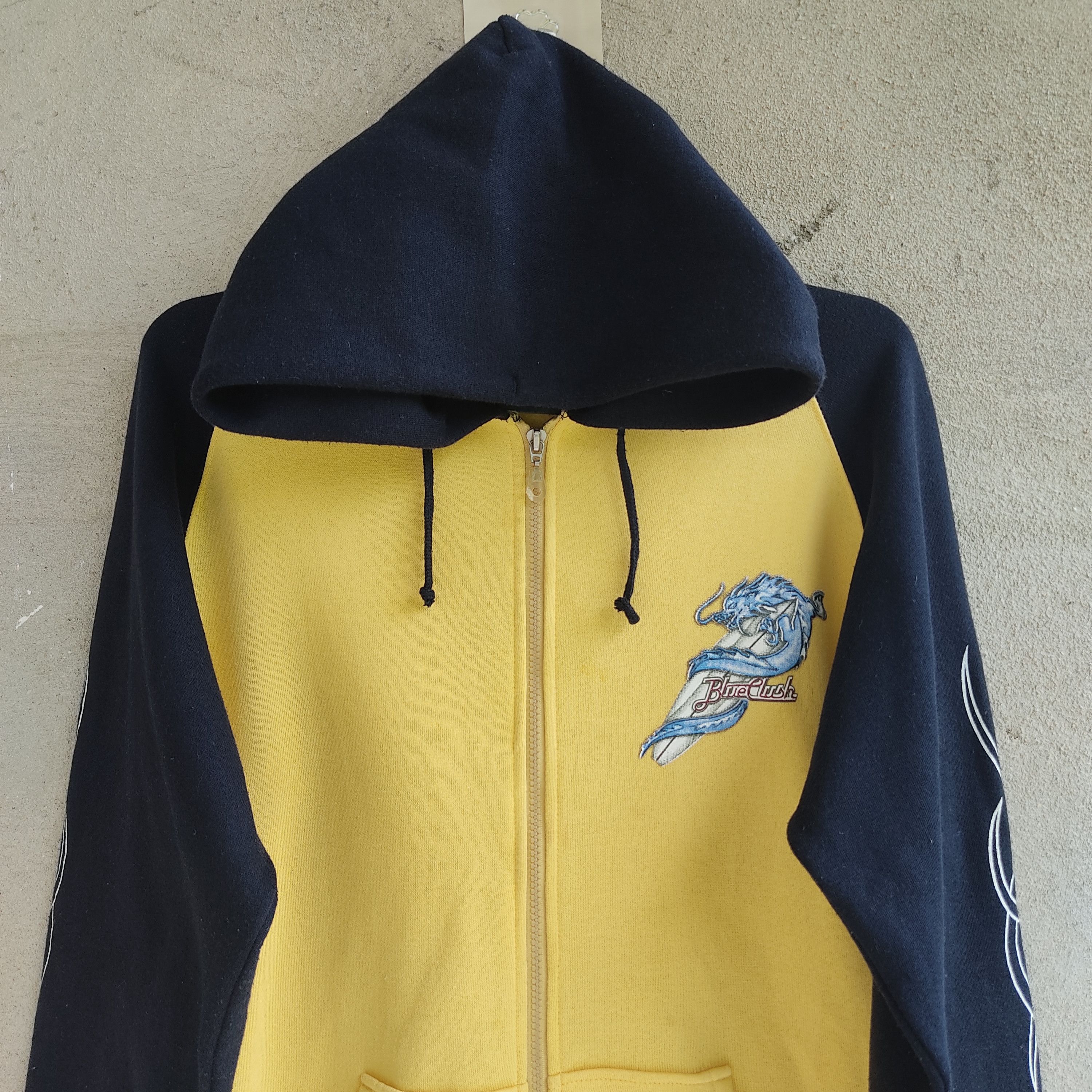 Dragonfly × Japanese Brand Blue Clush Dragon Print Yellow Hoodie Size US M / EU 48-50 / 2 - 2 Thumbnail