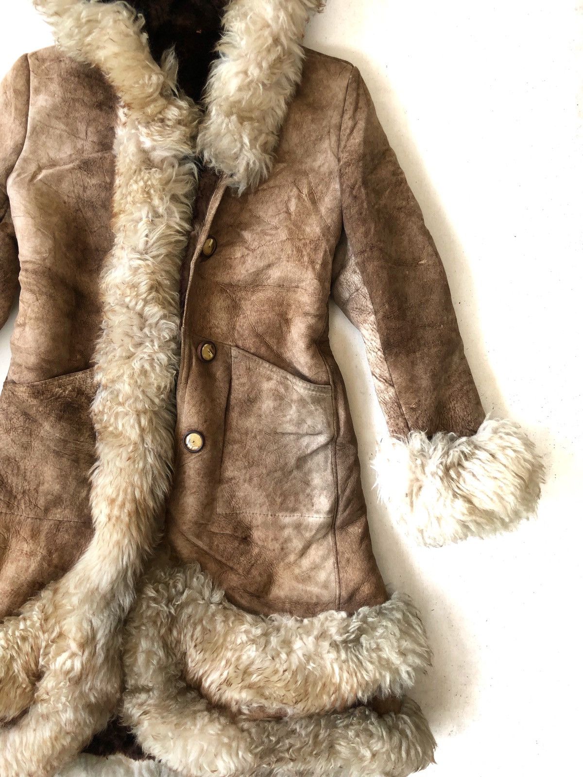 Genuine Leather Vtg The Winter Prince NY 🇺🇸 Sherpa Lining Fur Coat Size US S / EU 44-46 / 1 - 4 Thumbnail