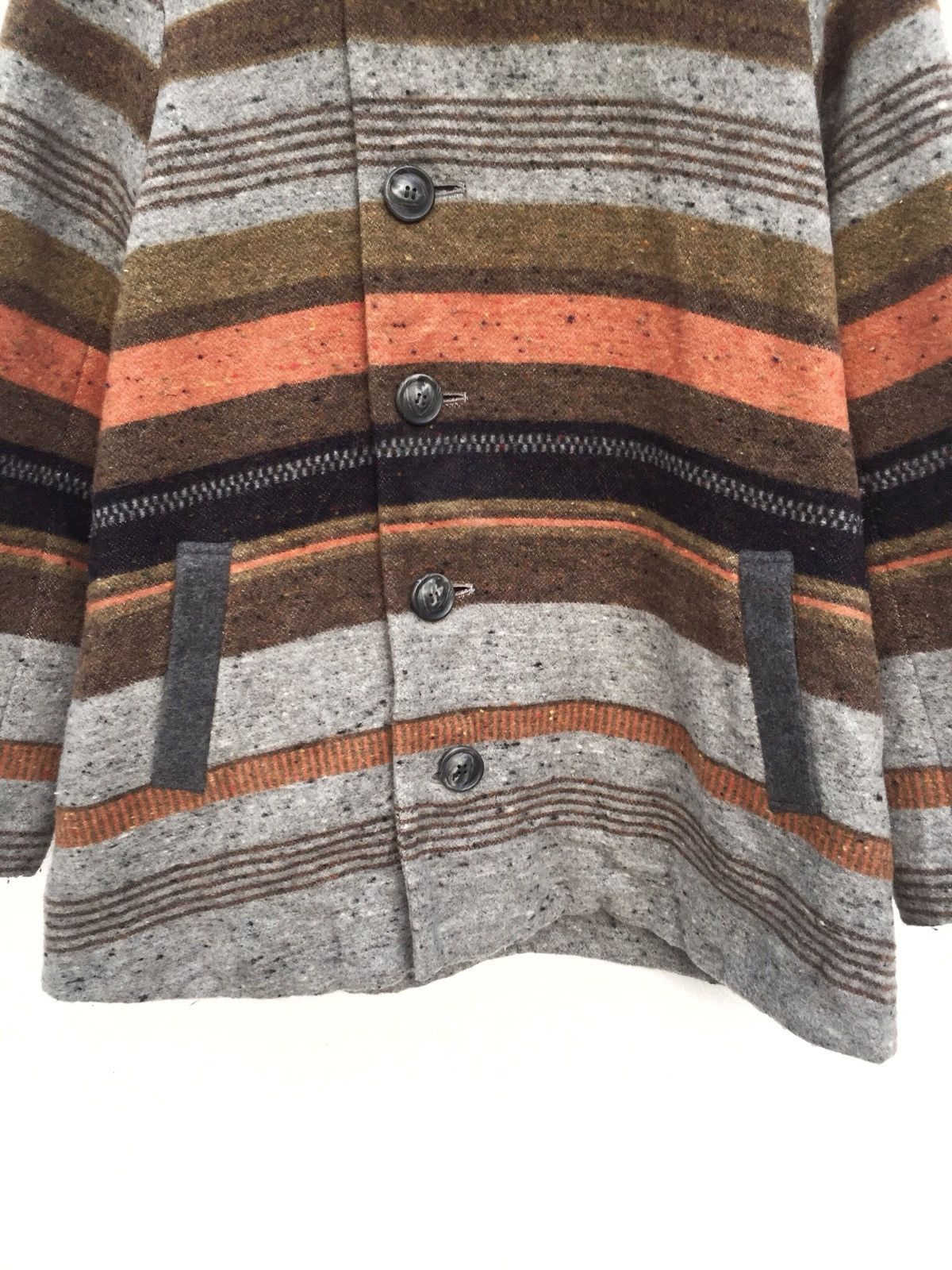 Art Comes First Made in Japan Striped Wool Button Hoodie Jacket Size US M / EU 48-50 / 2 - 3 Thumbnail