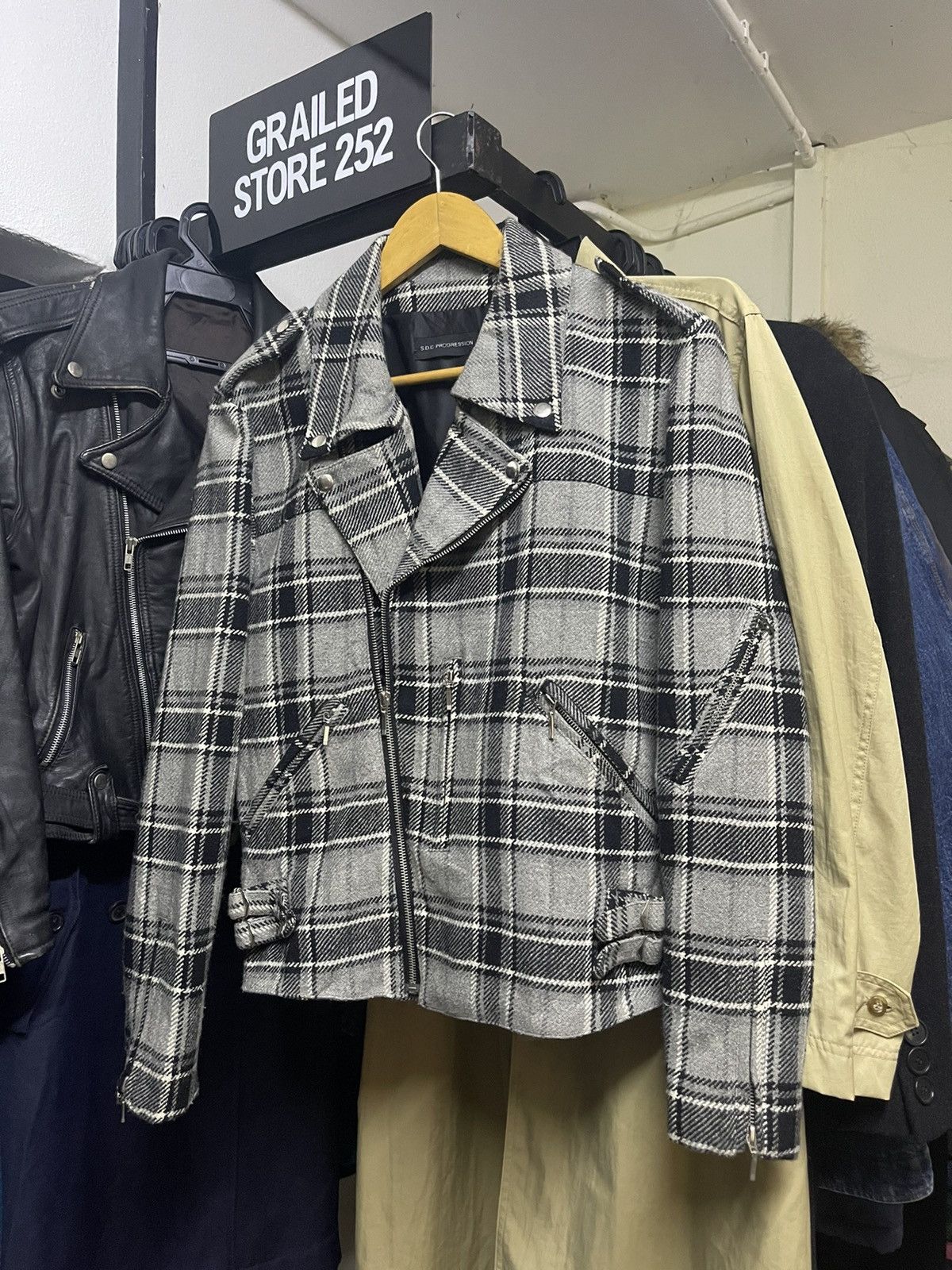 Japanese Brand SDC PROGRESSION DOUBLE COLLAR BIKER JACKET Size US M / EU 48-50 / 2 - 3 Thumbnail