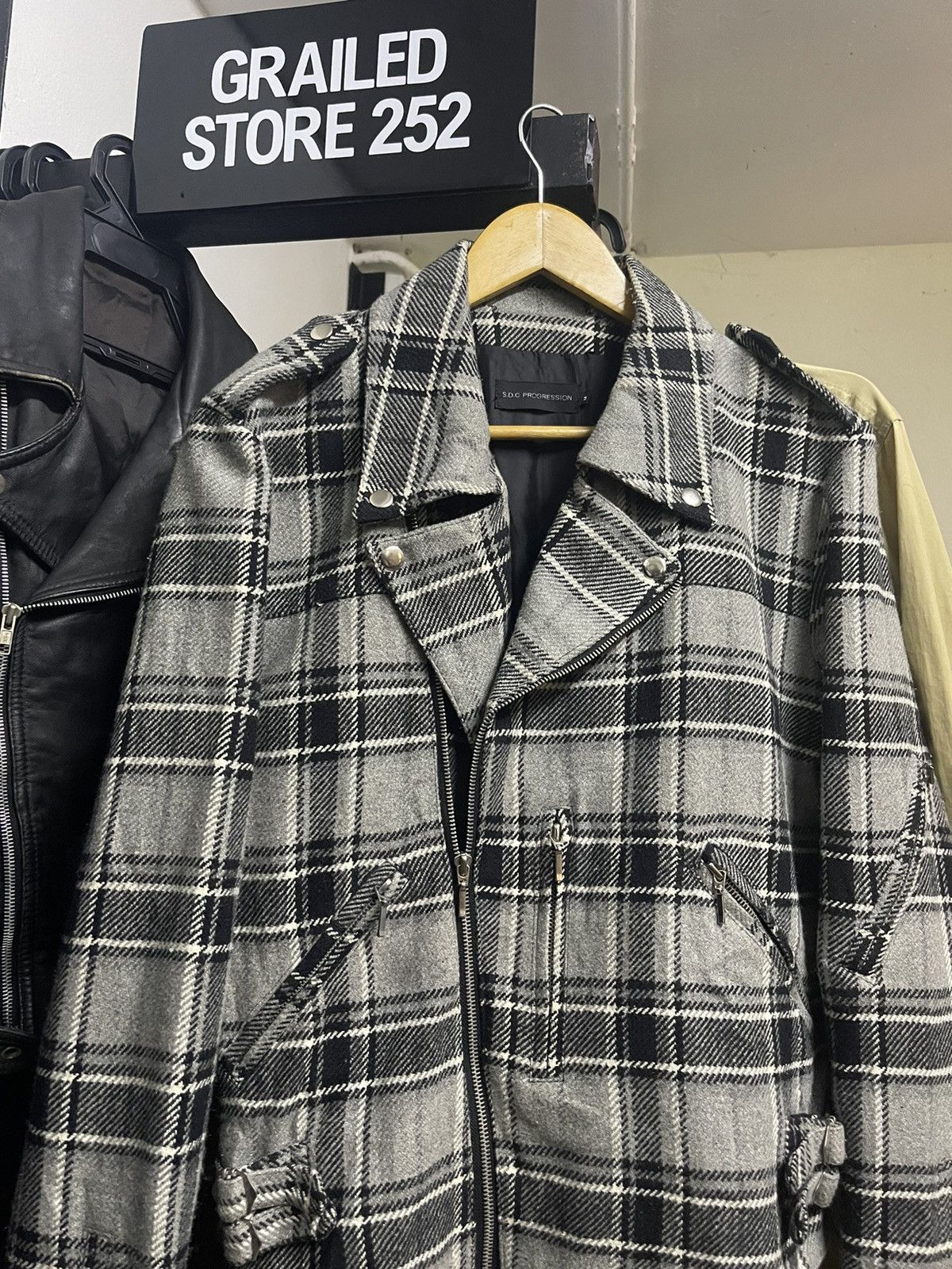 Japanese Brand SDC PROGRESSION DOUBLE COLLAR BIKER JACKET Size US M / EU 48-50 / 2 - 4 Thumbnail