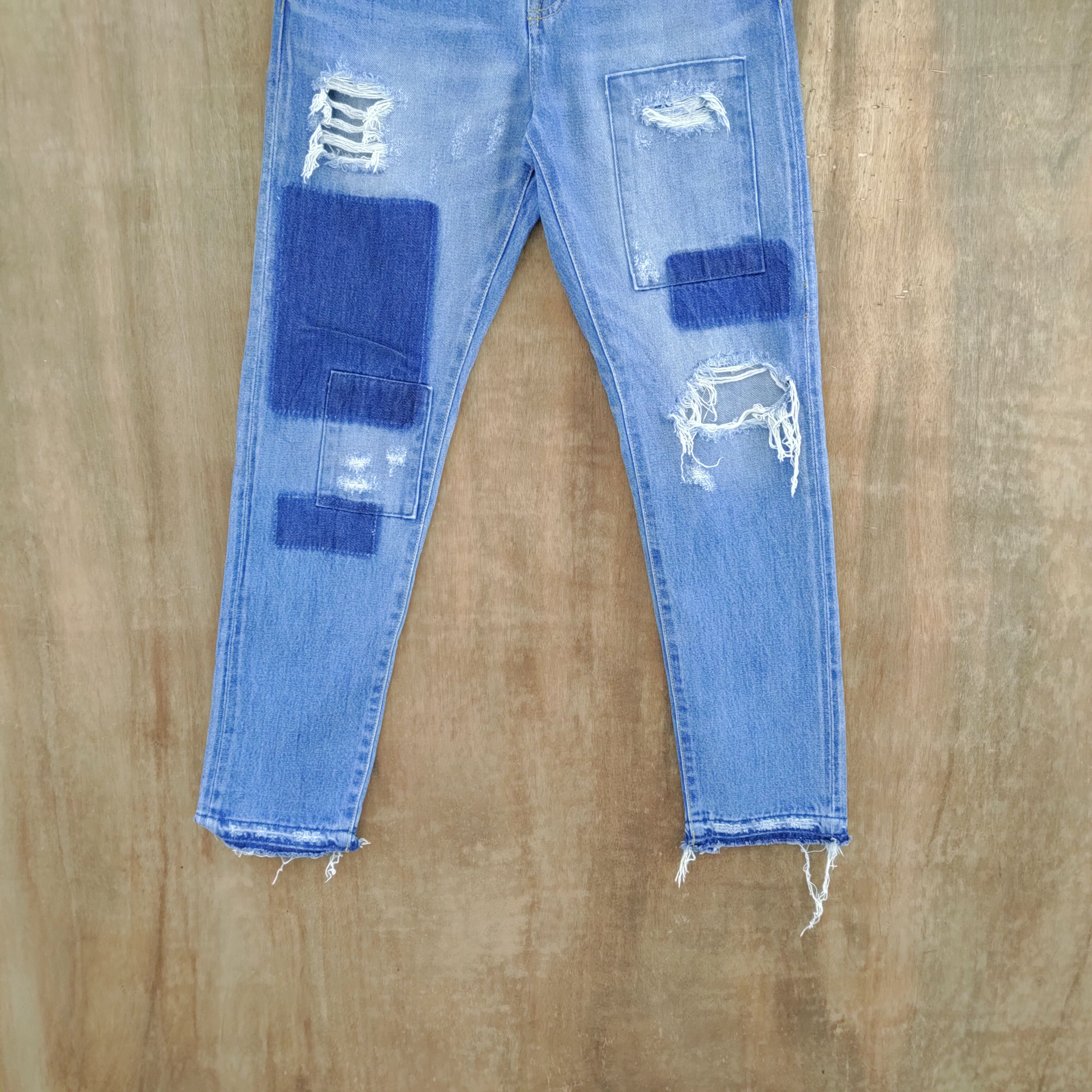 Japanese Brand × Jean JAPANESE BRAND JEANS DENIM PANTS/DISTRESSED/PATCHWORK STYLE Size US 26 / EU 42 - 4 Thumbnail
