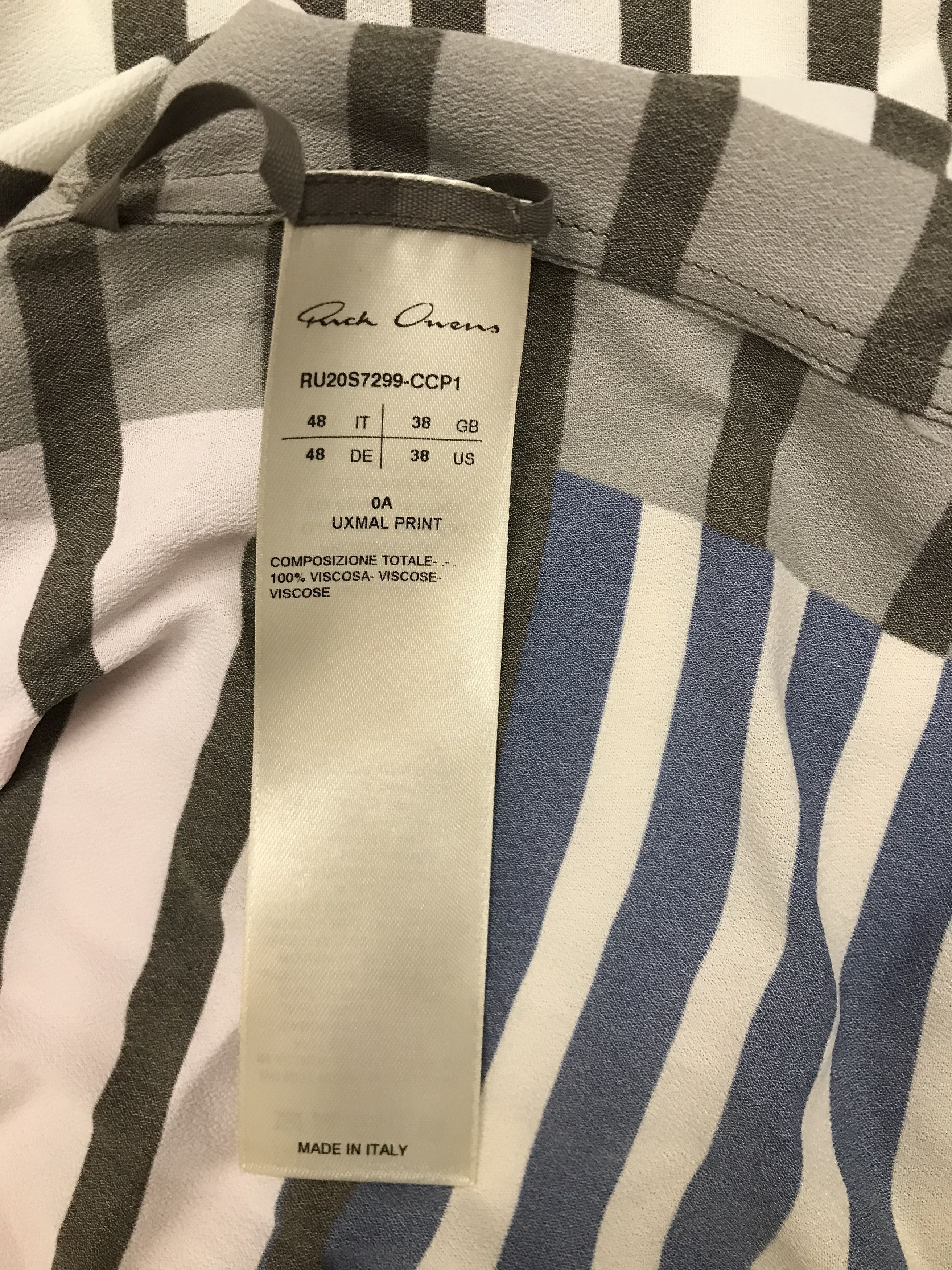 Rick Owens Rick Owens SS20 Tecuatl Uxmal Striped Print Shirt Size US M / EU 48-50 / 2 - 19 Thumbnail