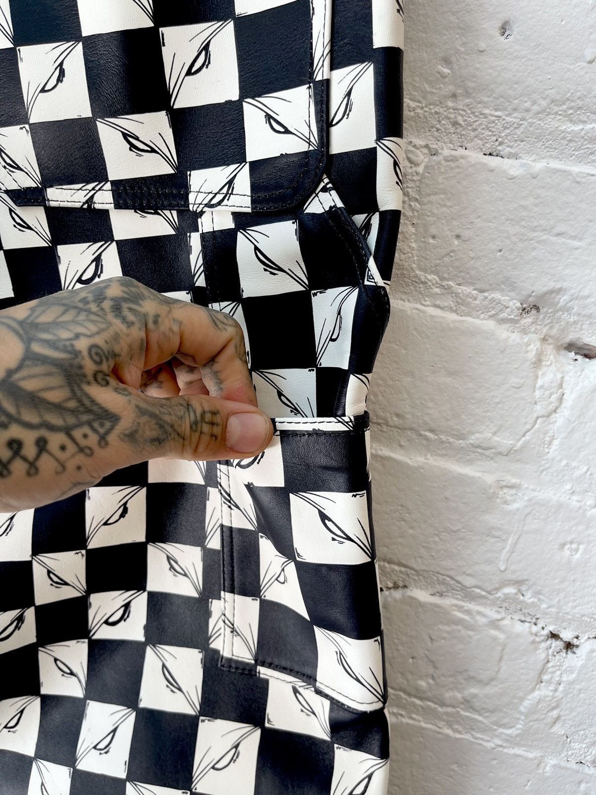 Chrome Hearts Chrome Hearts OFFSET LEATHER CUSTOM 1/1 CHECKERED JEANS Size US 31 - 21 Thumbnail
