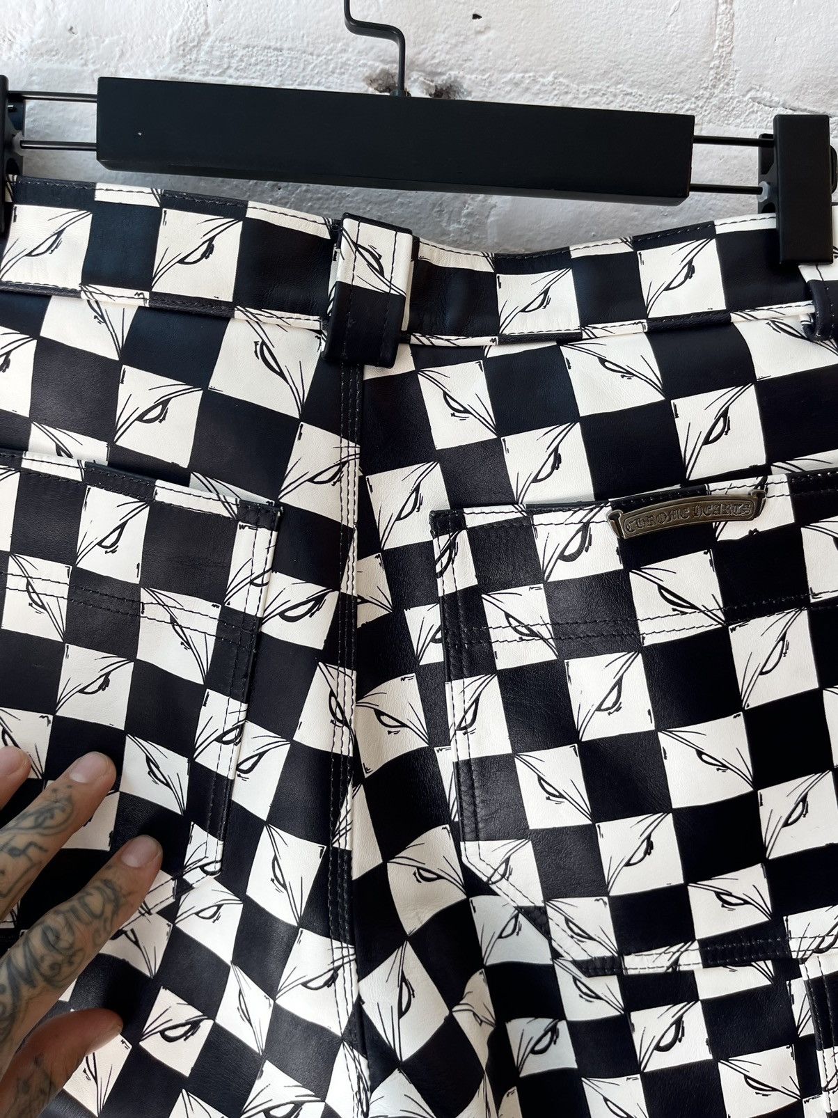 Chrome Hearts Chrome Hearts OFFSET LEATHER CUSTOM 1/1 CHECKERED JEANS Size US 31 - 22 Thumbnail
