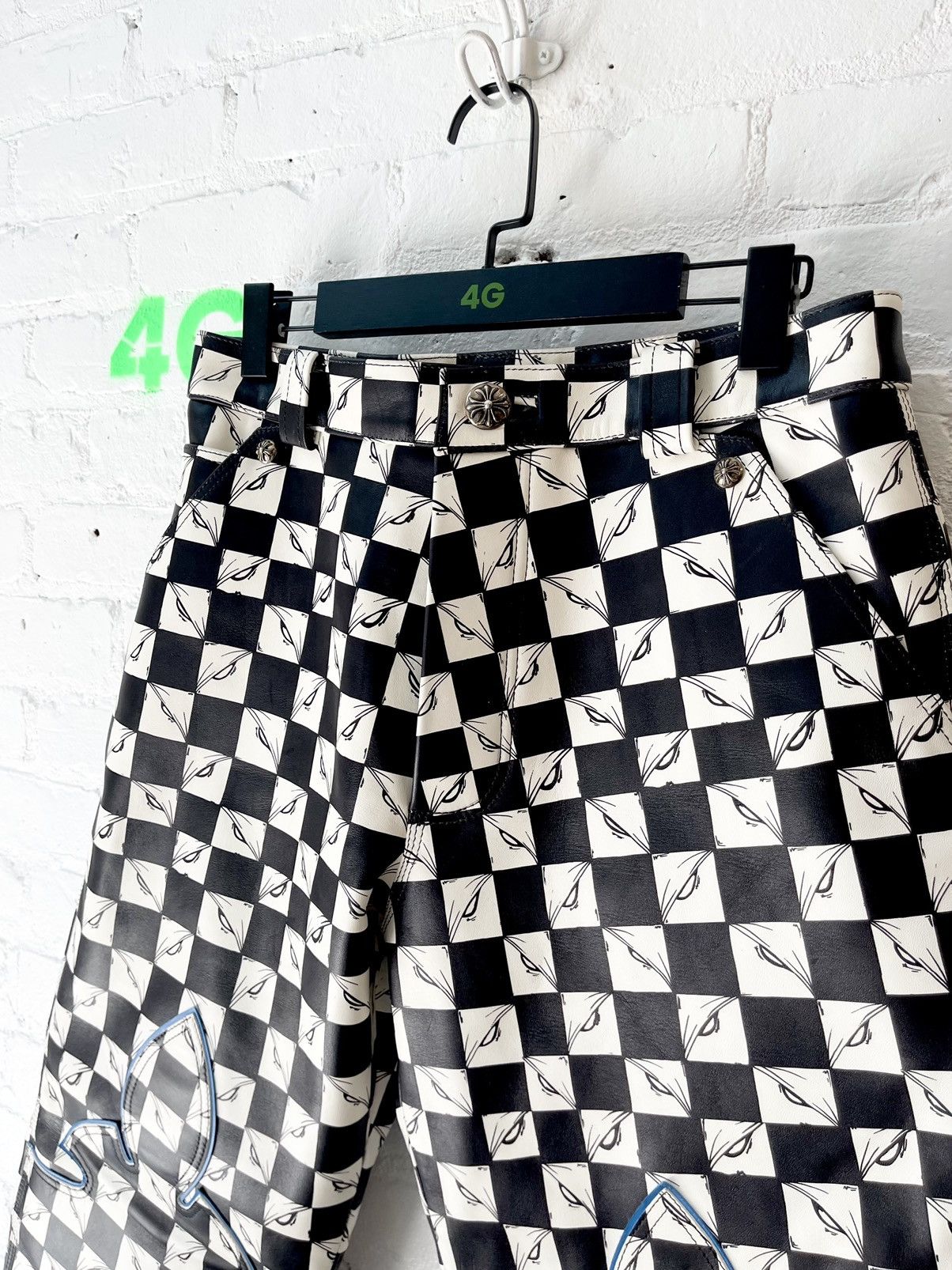 Chrome Hearts Chrome Hearts OFFSET LEATHER CUSTOM 1/1 CHECKERED JEANS Size US 31 - 10 Thumbnail