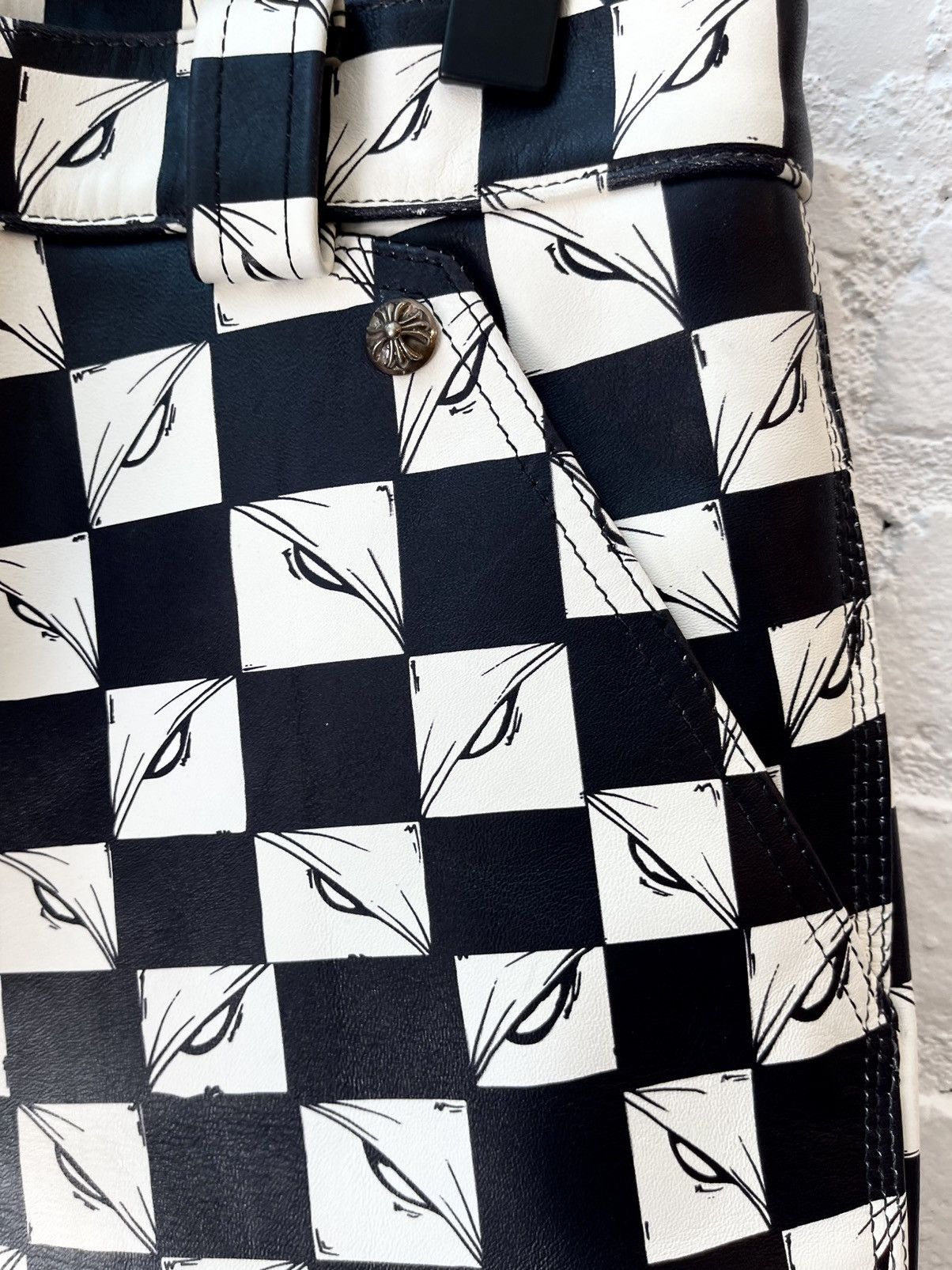 Chrome Hearts Chrome Hearts OFFSET LEATHER CUSTOM 1/1 CHECKERED JEANS Size US 31 - 12 Thumbnail