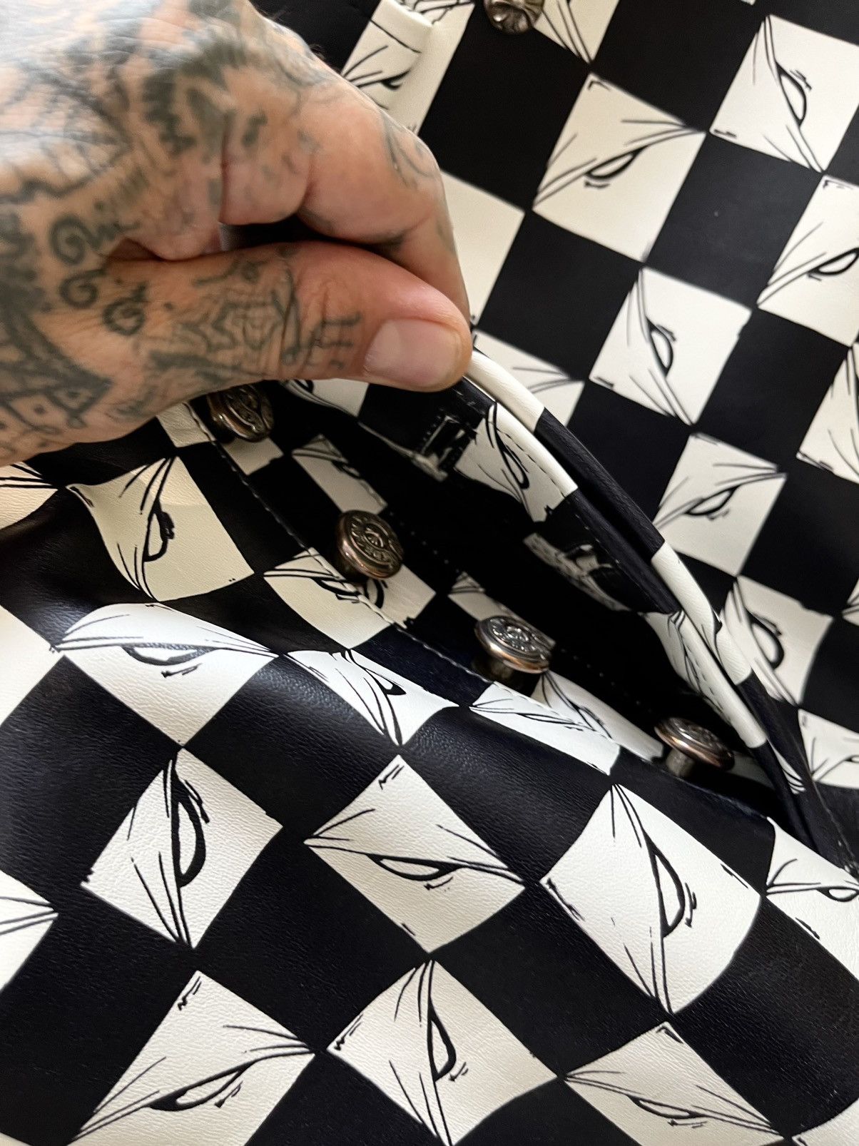 Chrome Hearts Chrome Hearts OFFSET LEATHER CUSTOM 1/1 CHECKERED JEANS Size US 31 - 4 Thumbnail