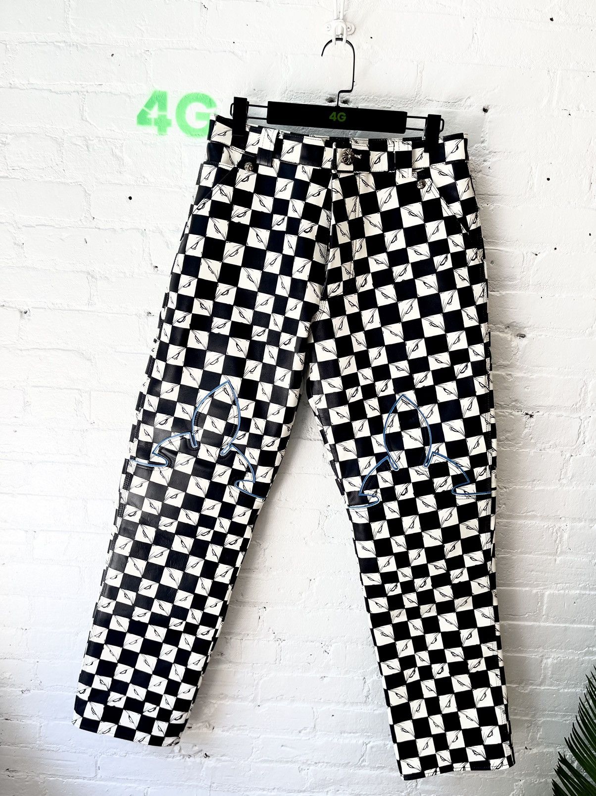 Chrome Hearts Chrome Hearts OFFSET LEATHER CUSTOM 1/1 CHECKERED JEANS Size US 31 - 2 Thumbnail