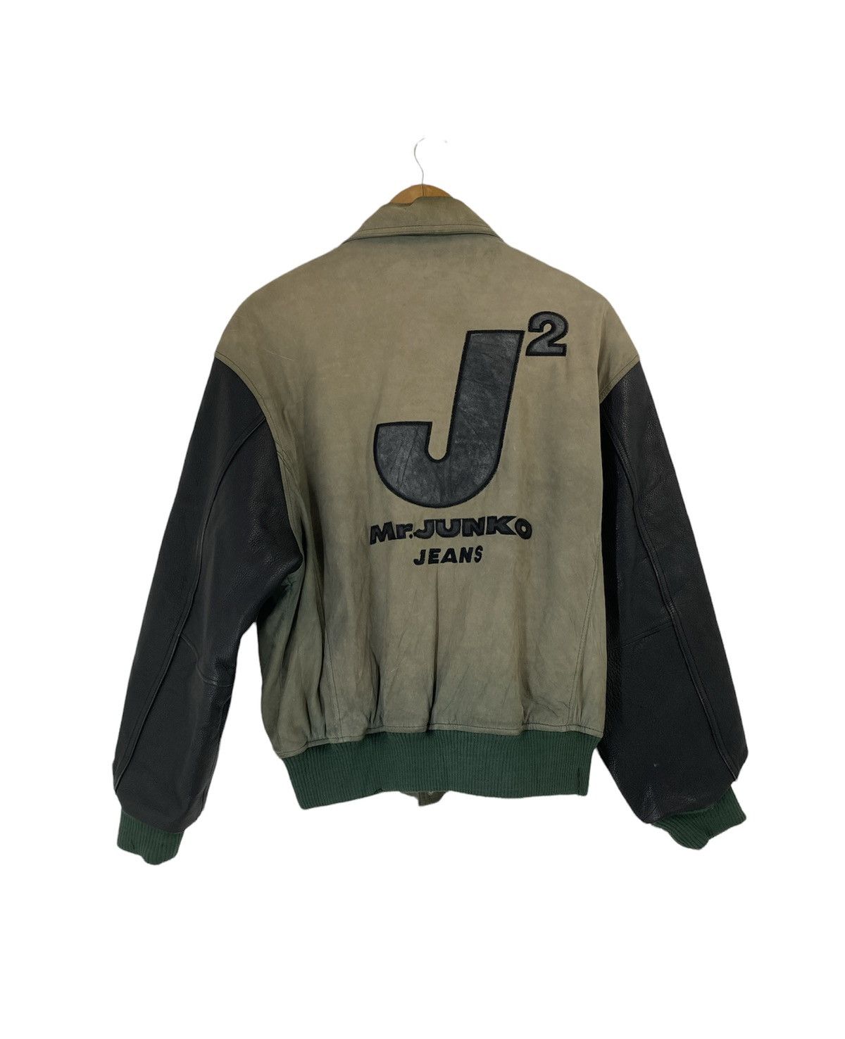Japanese Brand Mr Junko Varsity Bomber Leather Jacket Big Logo Design Size US M / EU 48-50 / 2 - 1 Thumbnail