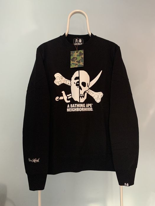 Bape Bape Neighborhood Ape Skull Crewneck Black Medium | Grailed