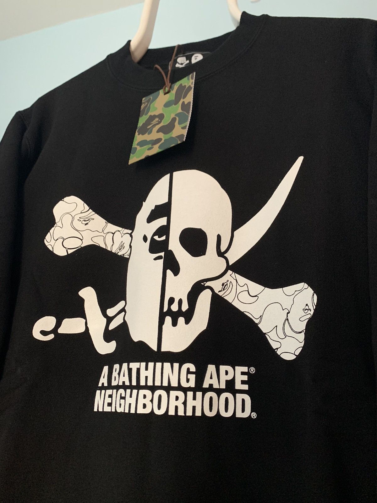 Bape × Neighborhood Bape Neighborhood Ape Skull Crewneck Black Medium Size US M / EU 48-50 / 2 - 4 Thumbnail