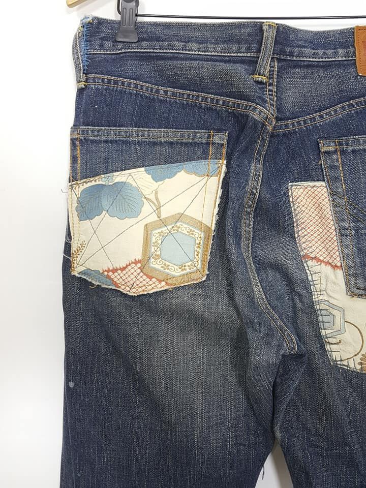 Designer × Japanese Brand Japanese Rebuild Reconstruct Kimono Shibori Patches Jeans Size US 33 - 7 Thumbnail