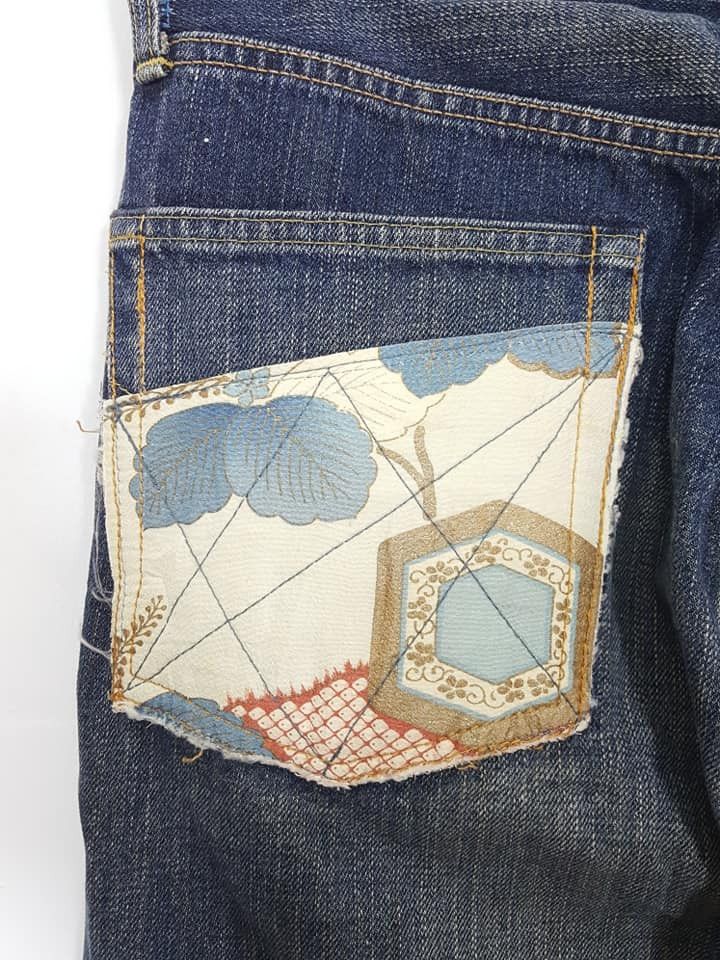 Designer × Japanese Brand Japanese Rebuild Reconstruct Kimono Shibori Patches Jeans Size US 33 - 9 Thumbnail