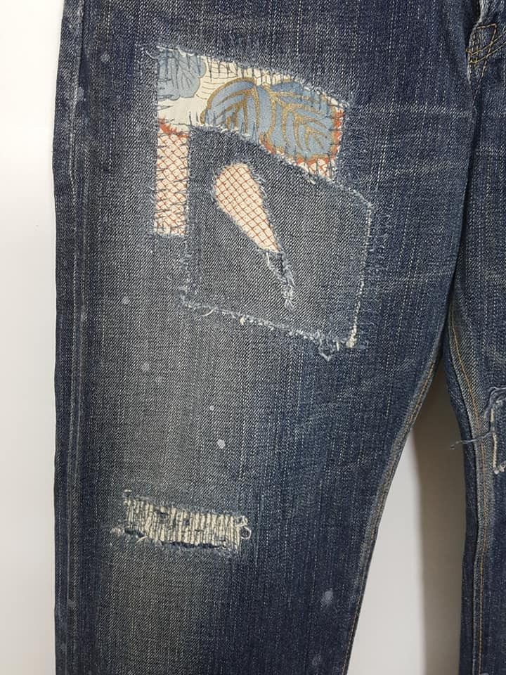 Designer × Japanese Brand Japanese Rebuild Reconstruct Kimono Shibori Patches Jeans Size US 33 - 11 Thumbnail