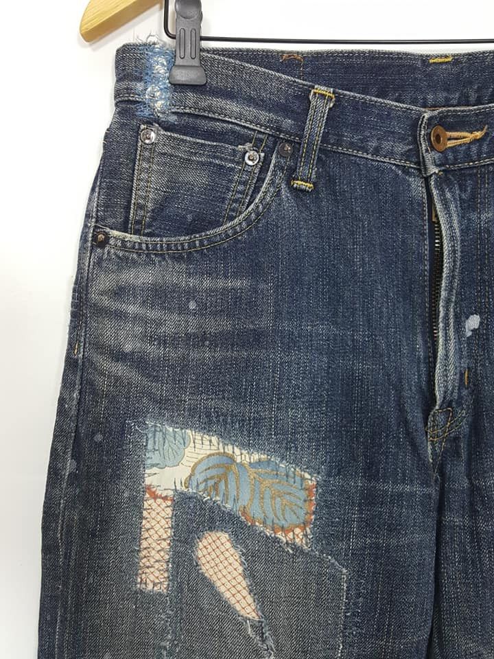 Designer × Japanese Brand Japanese Rebuild Reconstruct Kimono Shibori Patches Jeans Size US 33 - 4 Thumbnail