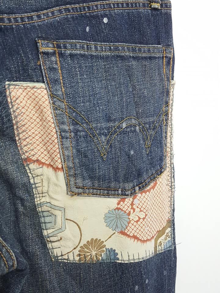 Designer × Japanese Brand Japanese Rebuild Reconstruct Kimono Shibori Patches Jeans Size US 33 - 8 Thumbnail