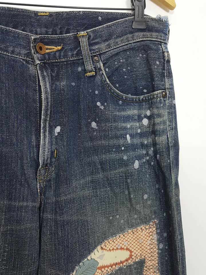 Designer × Japanese Brand Japanese Rebuild Reconstruct Kimono Shibori Patches Jeans Size US 33 - 5 Thumbnail