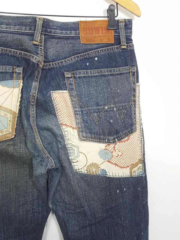 Designer × Japanese Brand Japanese Rebuild Reconstruct Kimono Shibori Patches Jeans Size US 33 - 6 Thumbnail