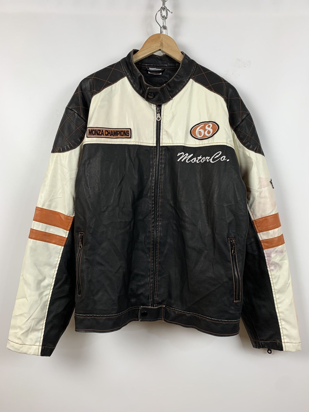 Vintage Vintage Speedway Monza Racing Moto Leather Jacket Size US XL / EU 56 / 4 - 2 Thumbnail