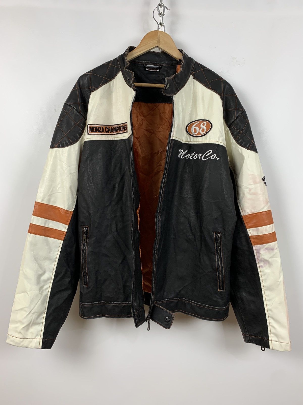 Vintage Vintage Speedway Monza Racing Moto Leather Jacket Size US XL / EU 56 / 4 - 3 Thumbnail